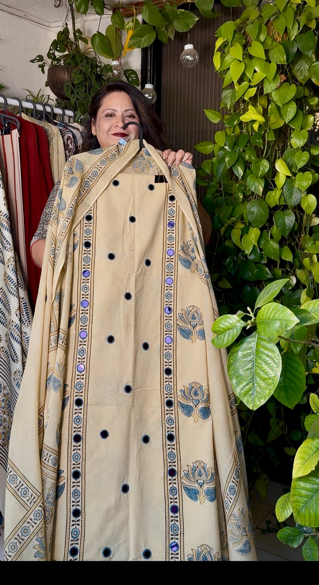 Pure cotton mirror work Ajrakh