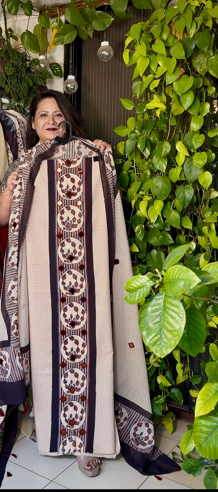 Pure cotton mirror work Ajrakh