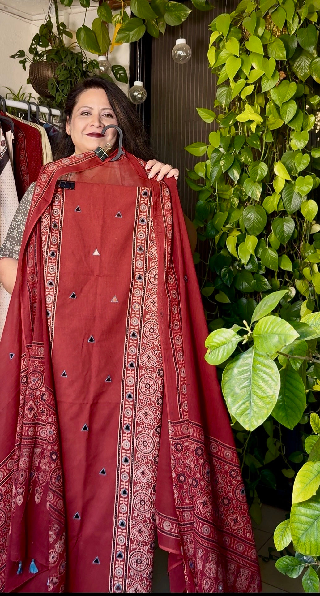 Pure cotton mirror work Ajrakh