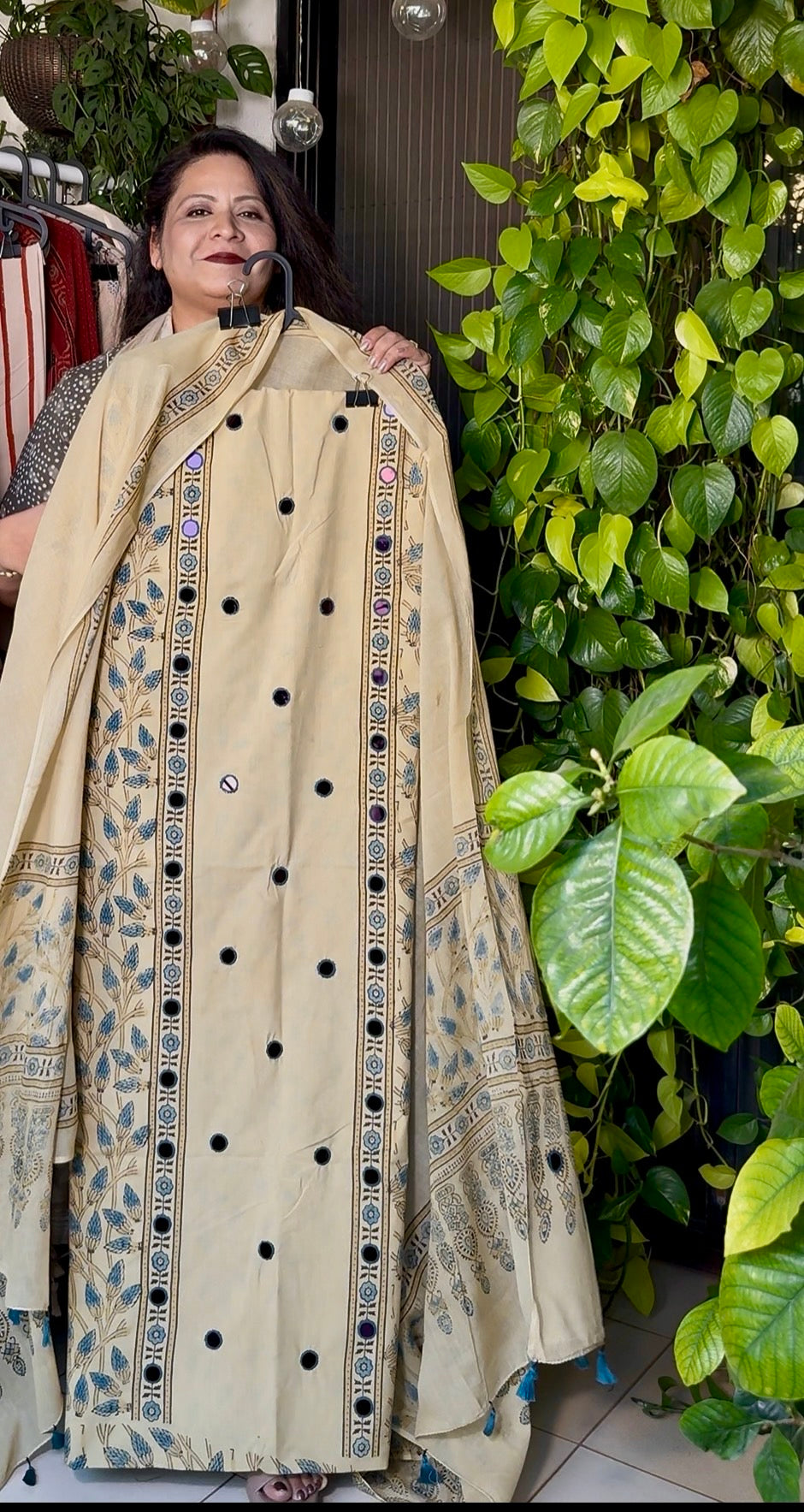 Pure cotton mirror work Ajrakh