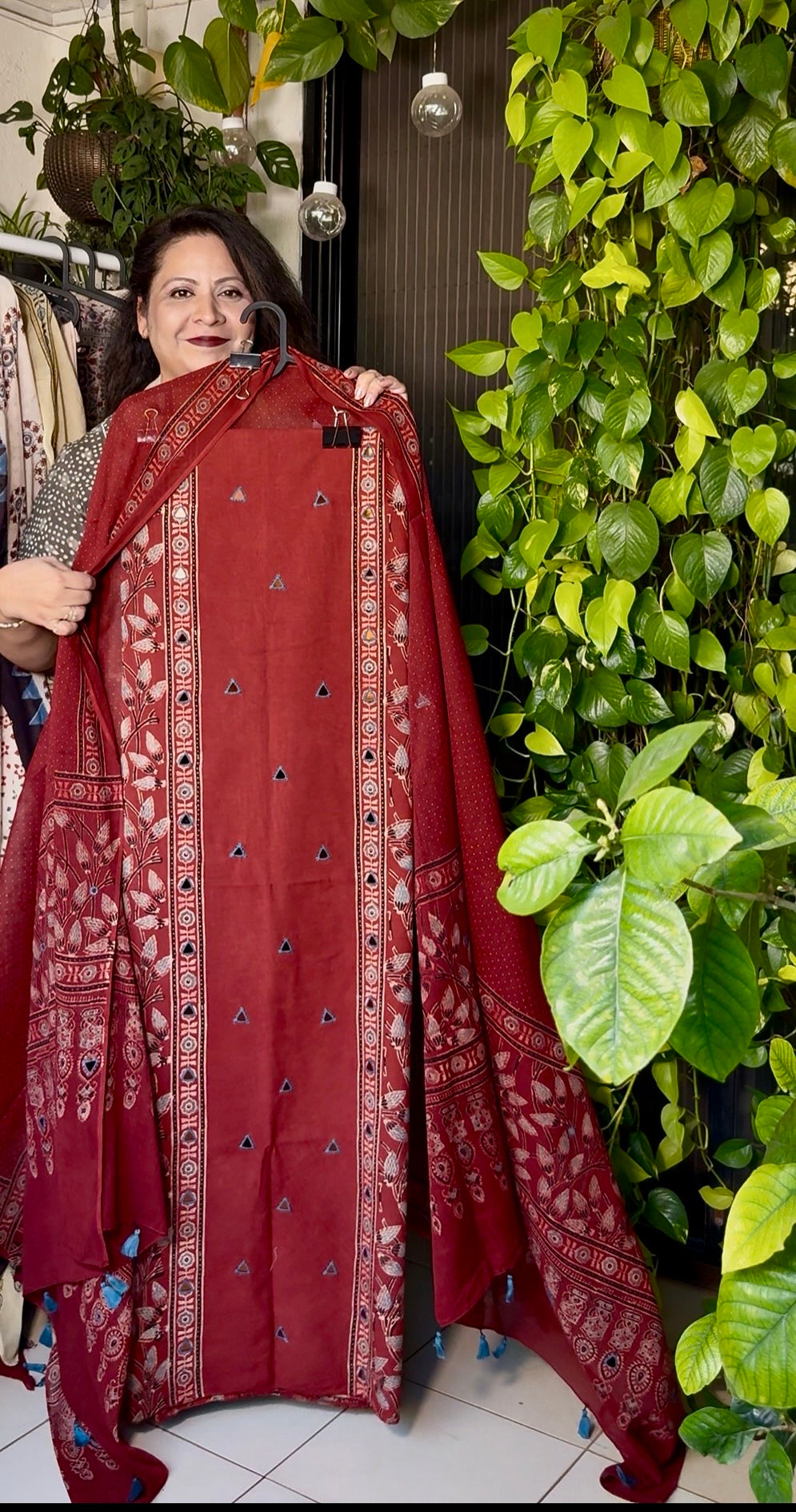 Pure cotton mirror work Ajrakh