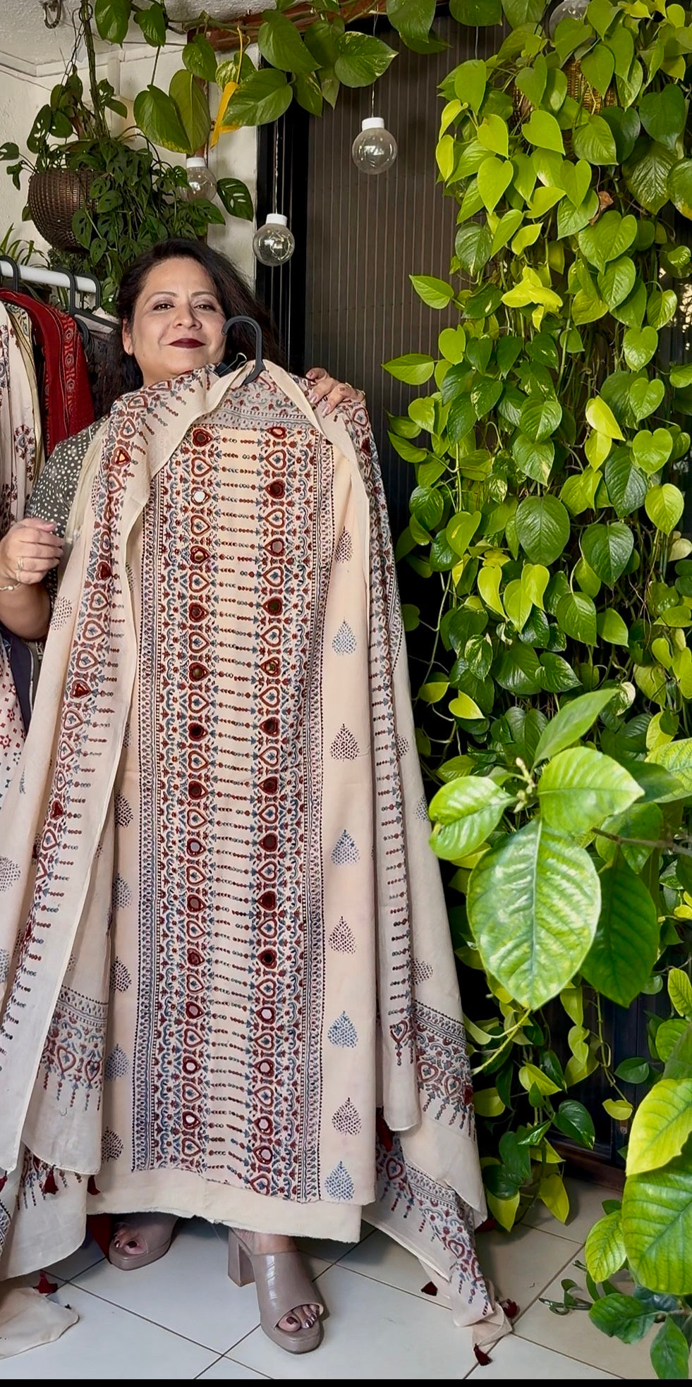 Pure cotton mirror work Ajrakh