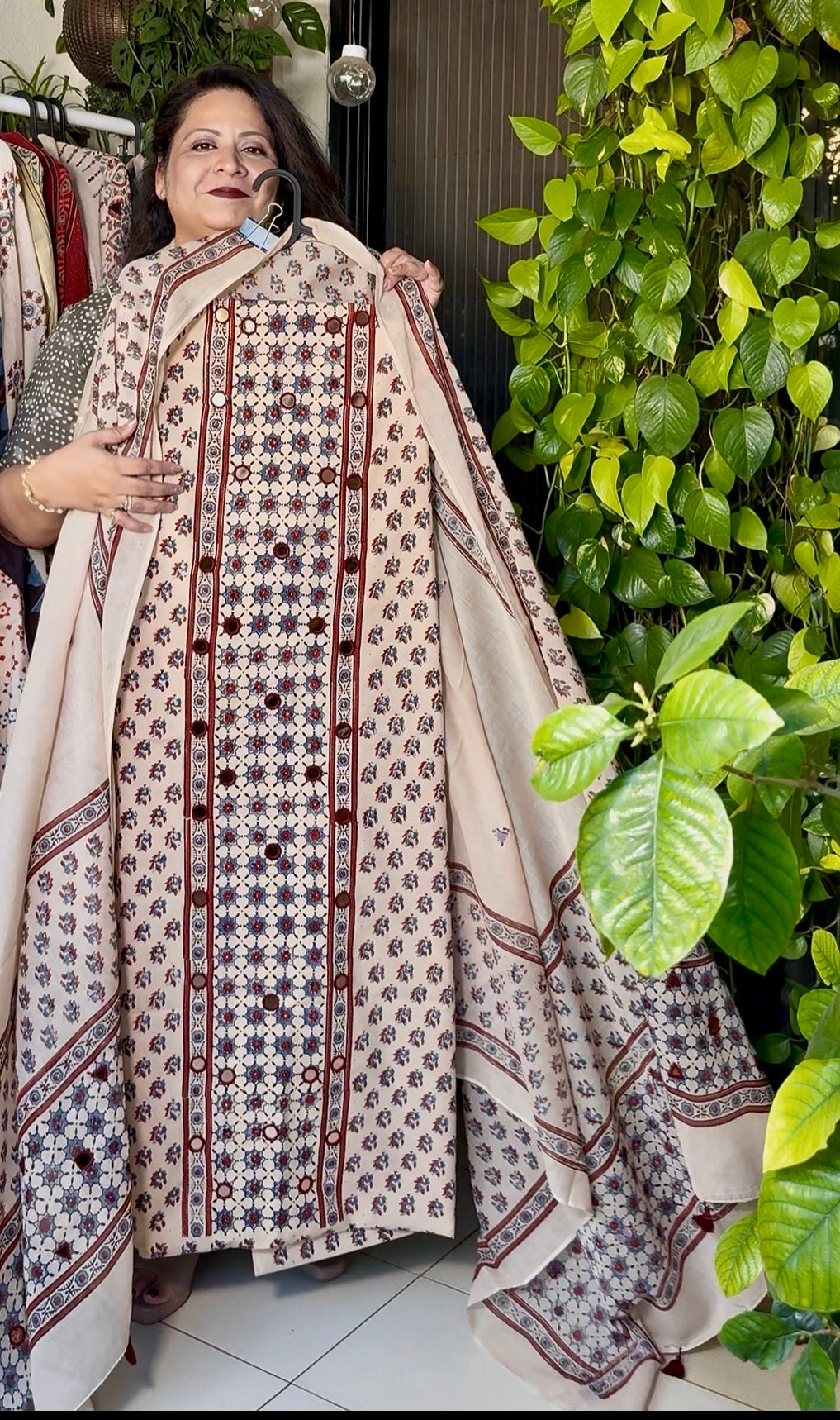 Pure cotton mirror work Ajrakh