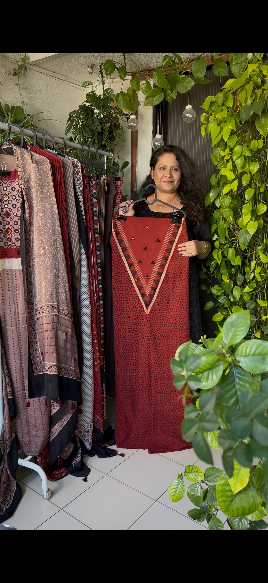 Pure cotton mirror work Ajrakh kurta material