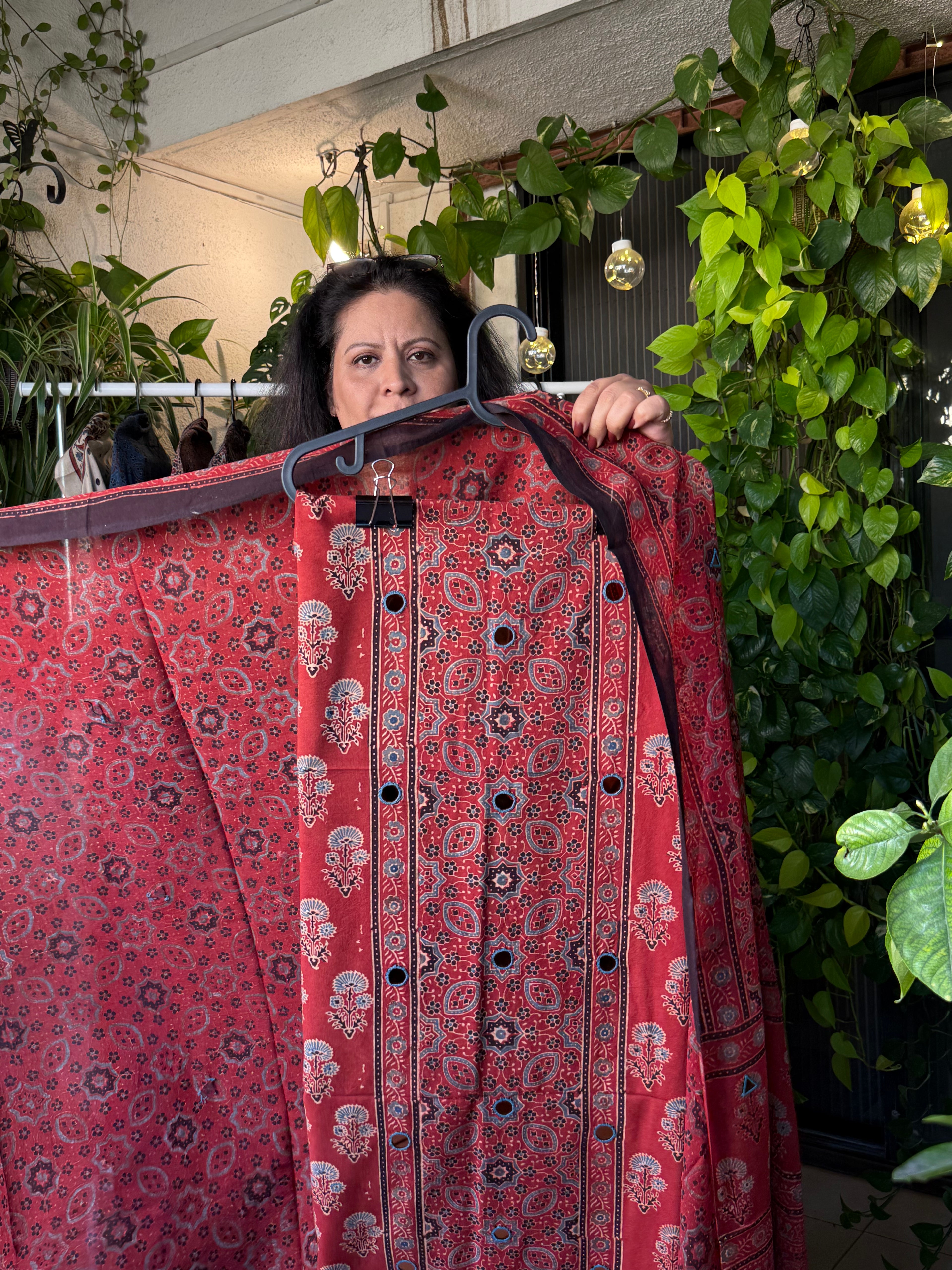 Pure Cotton Mirror Work Ajrakh