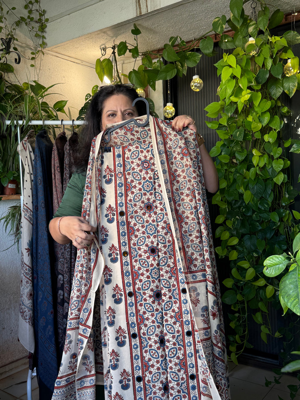 Pure Cotton Mirror Work Ajrakh