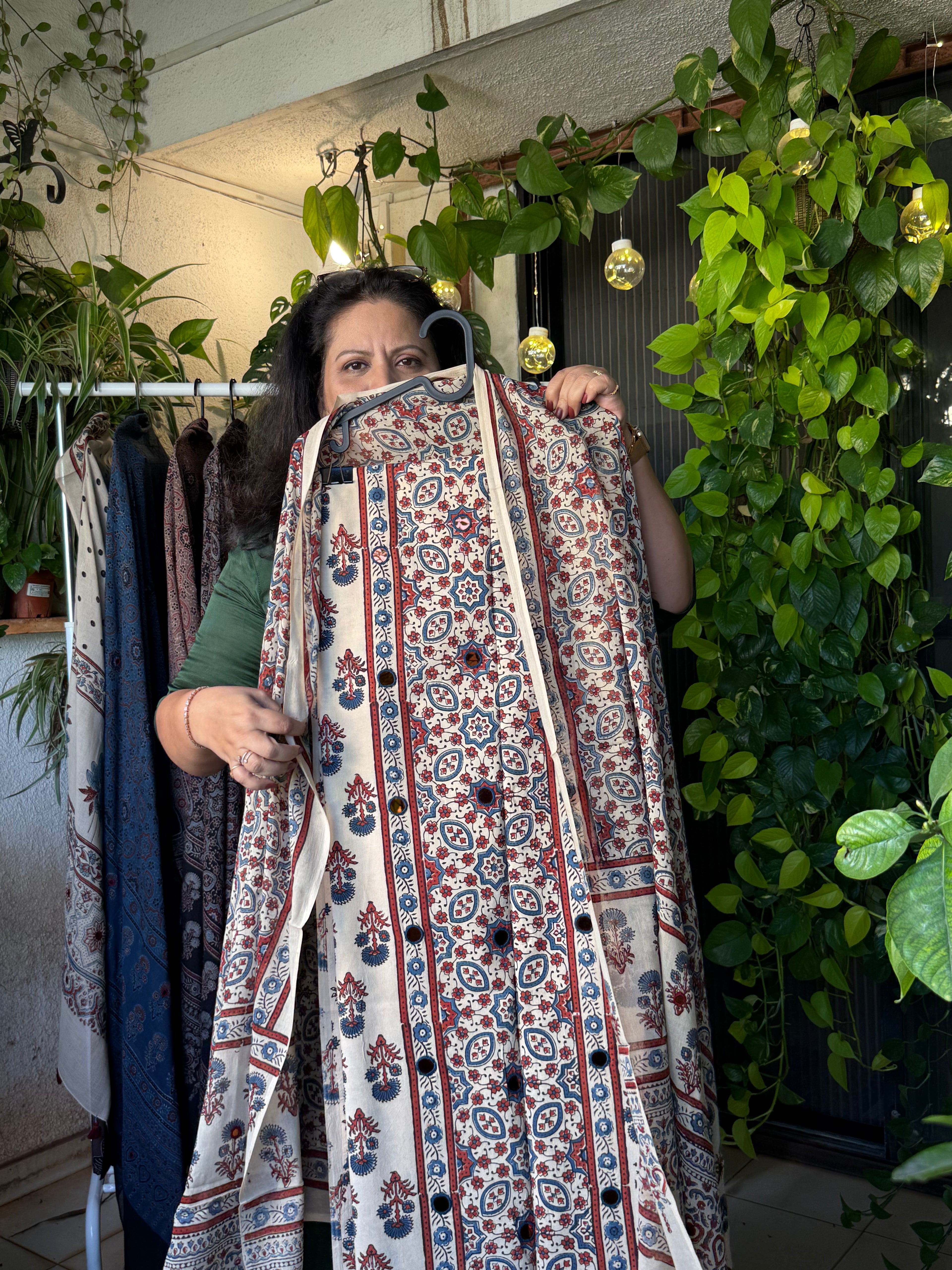 Pure Cotton Mirror Work Ajrakh