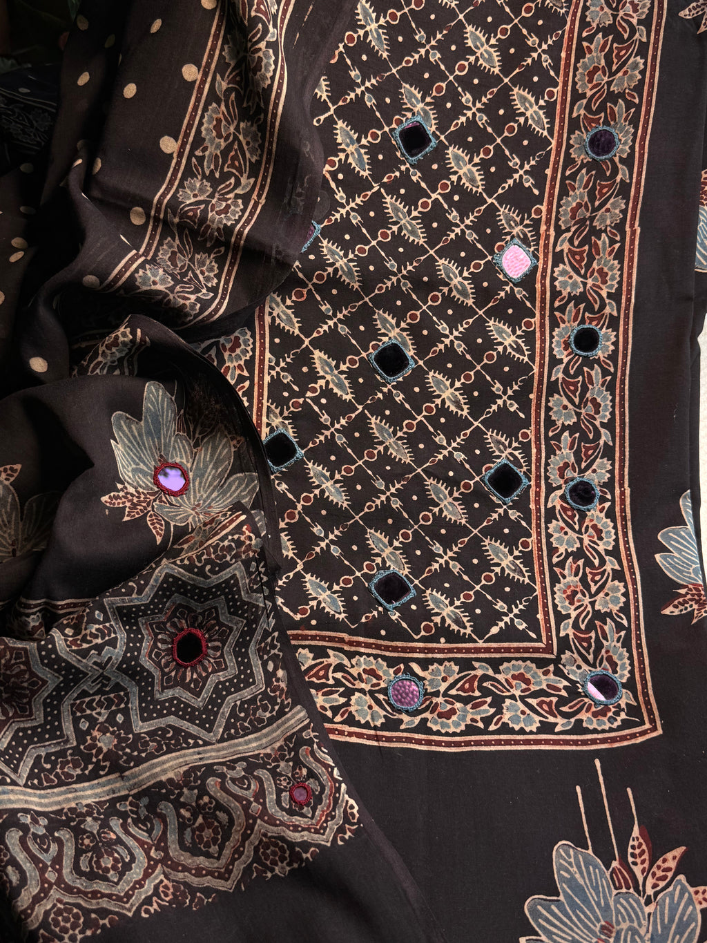 Pure Cotton Mirror Work Ajrakh