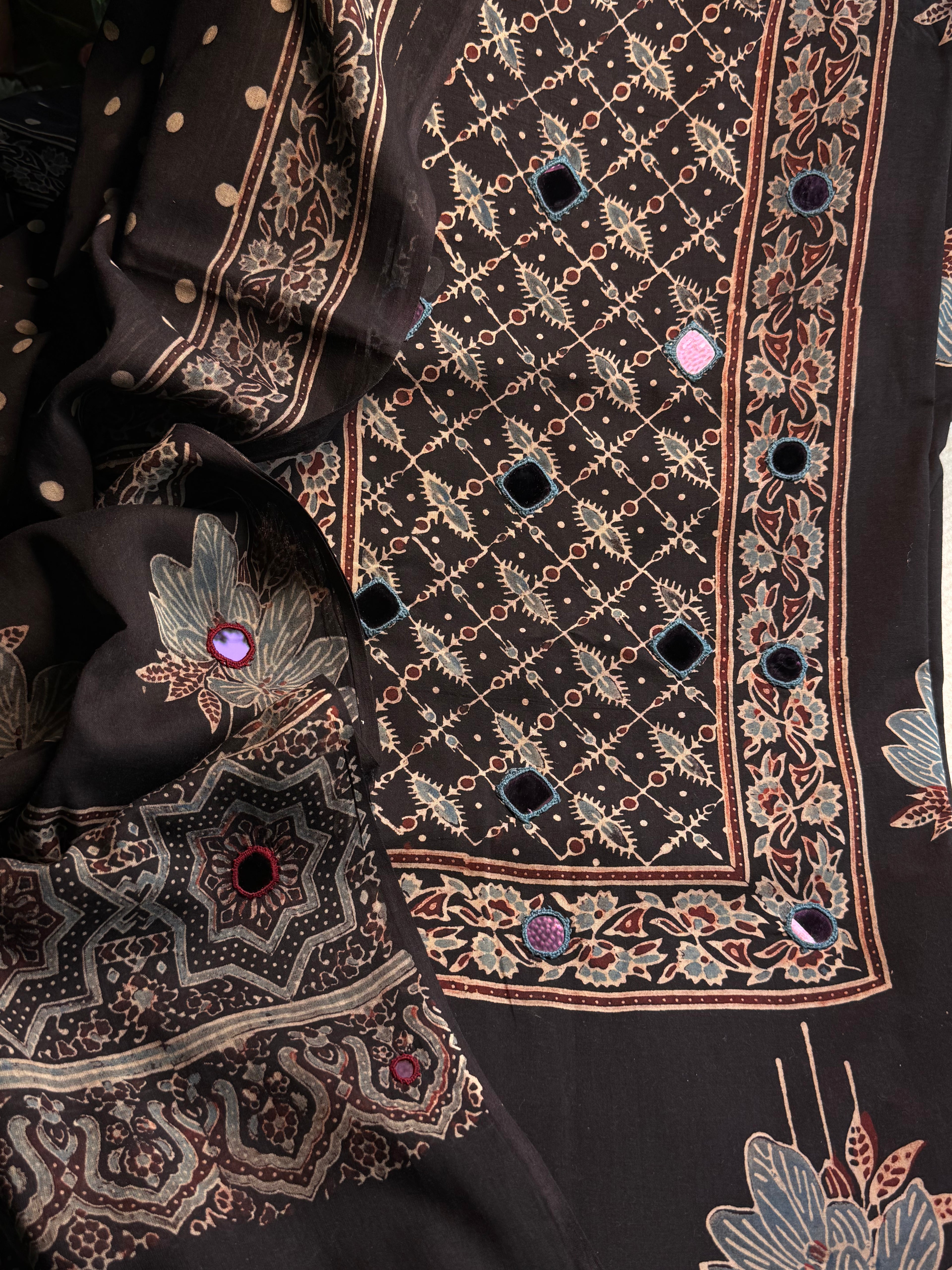 Pure Cotton Mirror Work Ajrakh