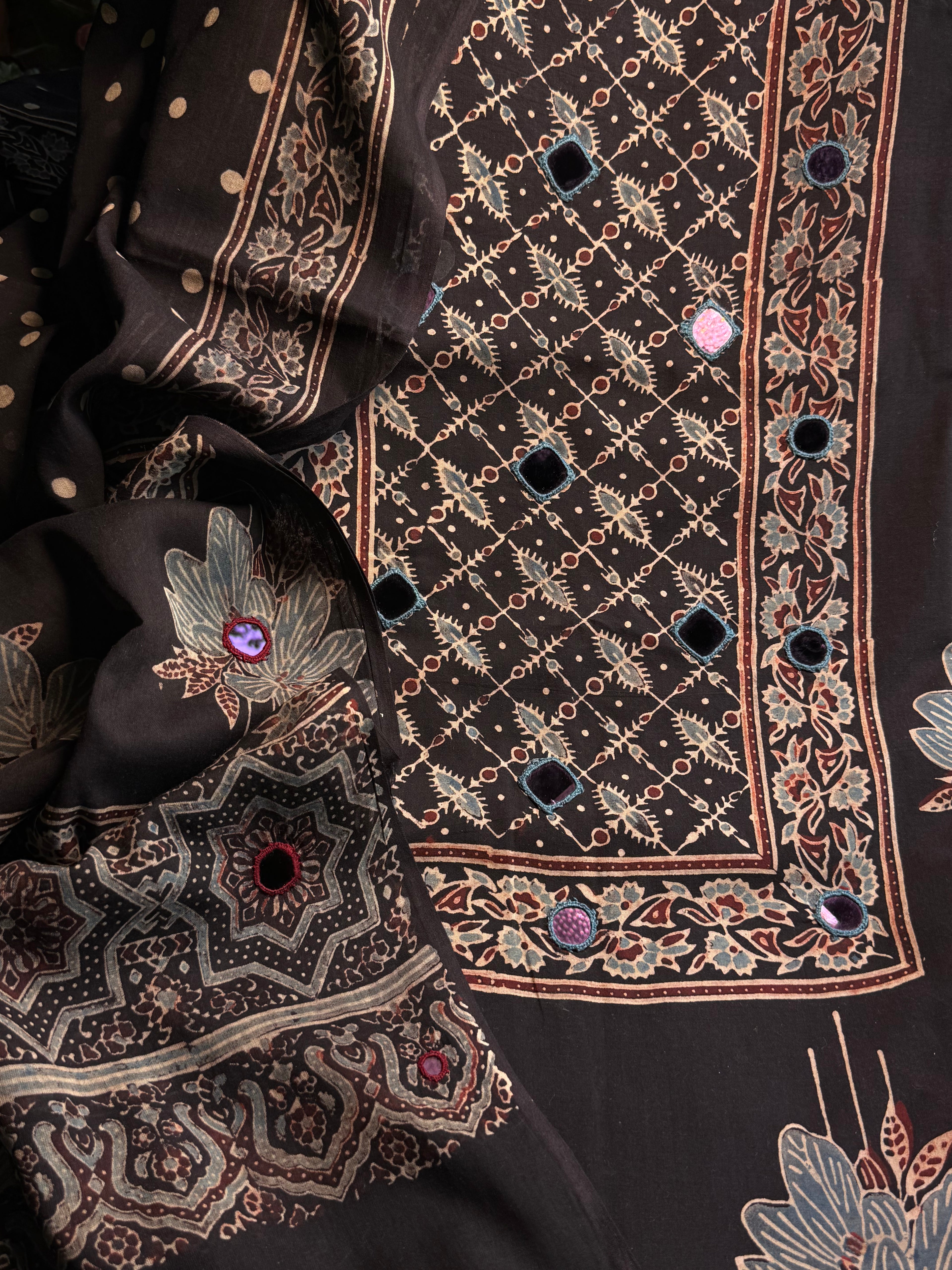 Pure Cotton Mirror Work Ajrakh