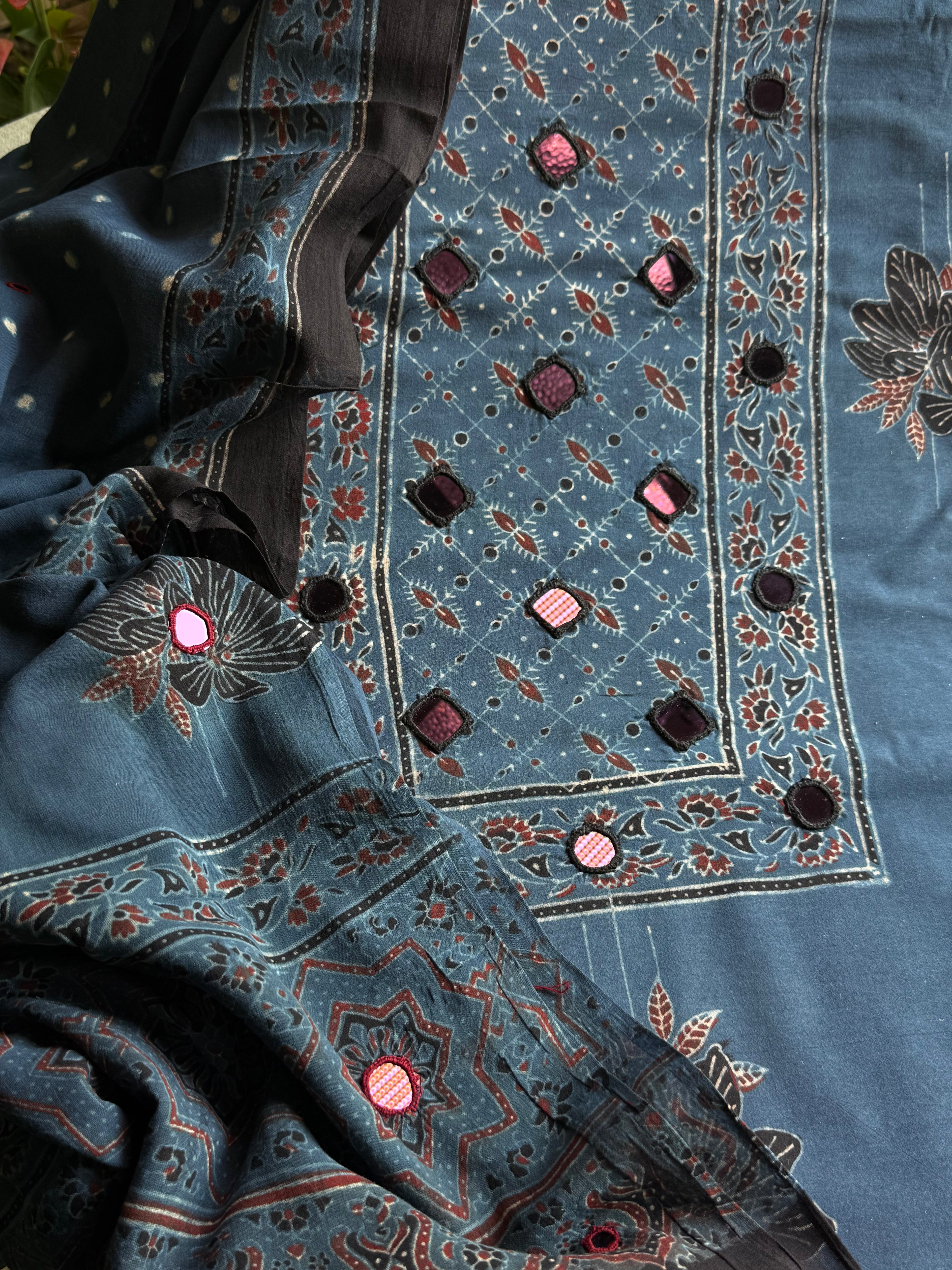 Pure Cotton Mirror Work Ajrakh