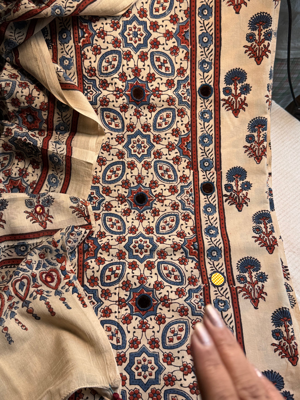 Pure Cotton Mirror Work Ajrakh