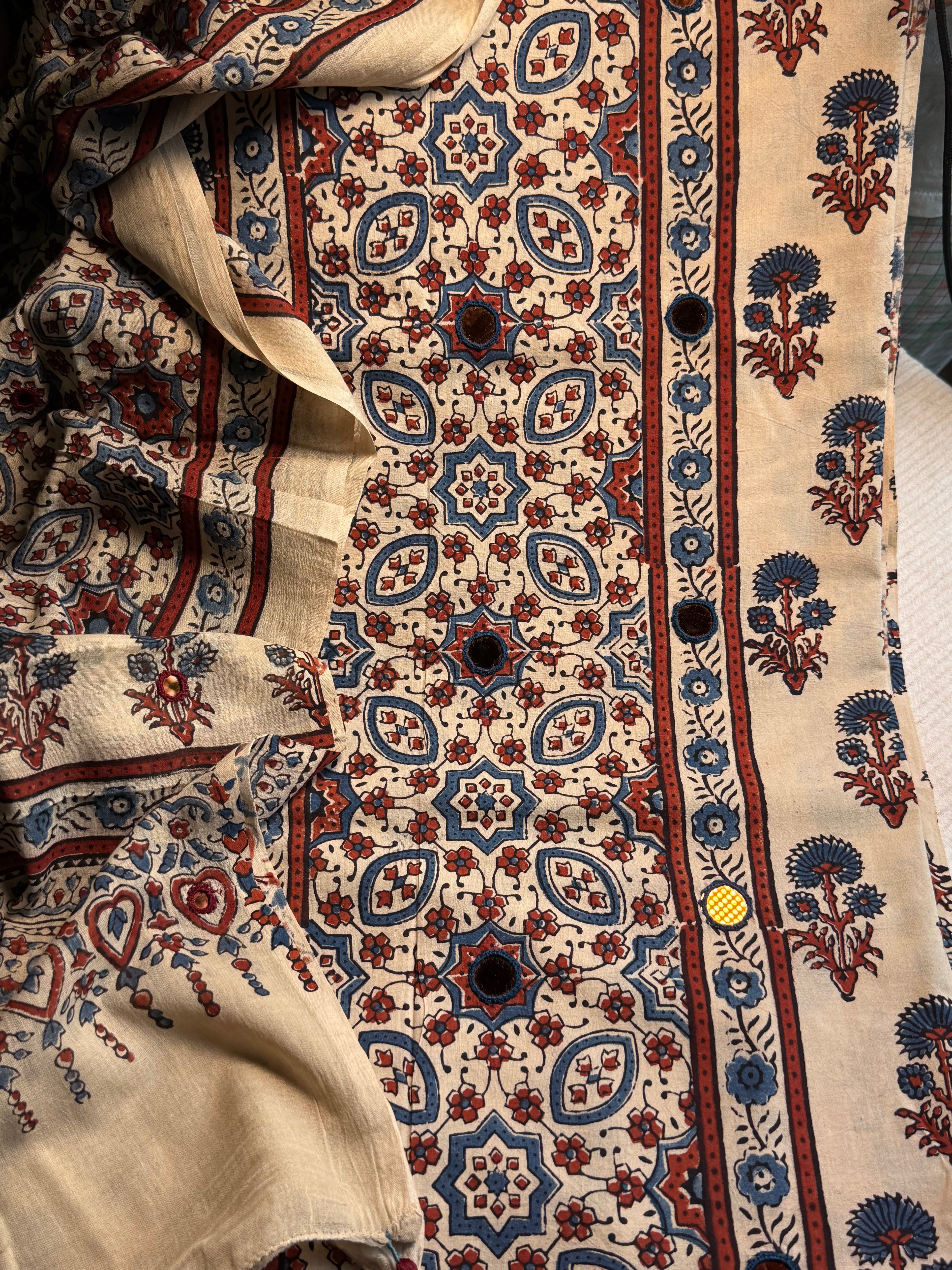 Pure Cotton Mirror Work Ajrakh