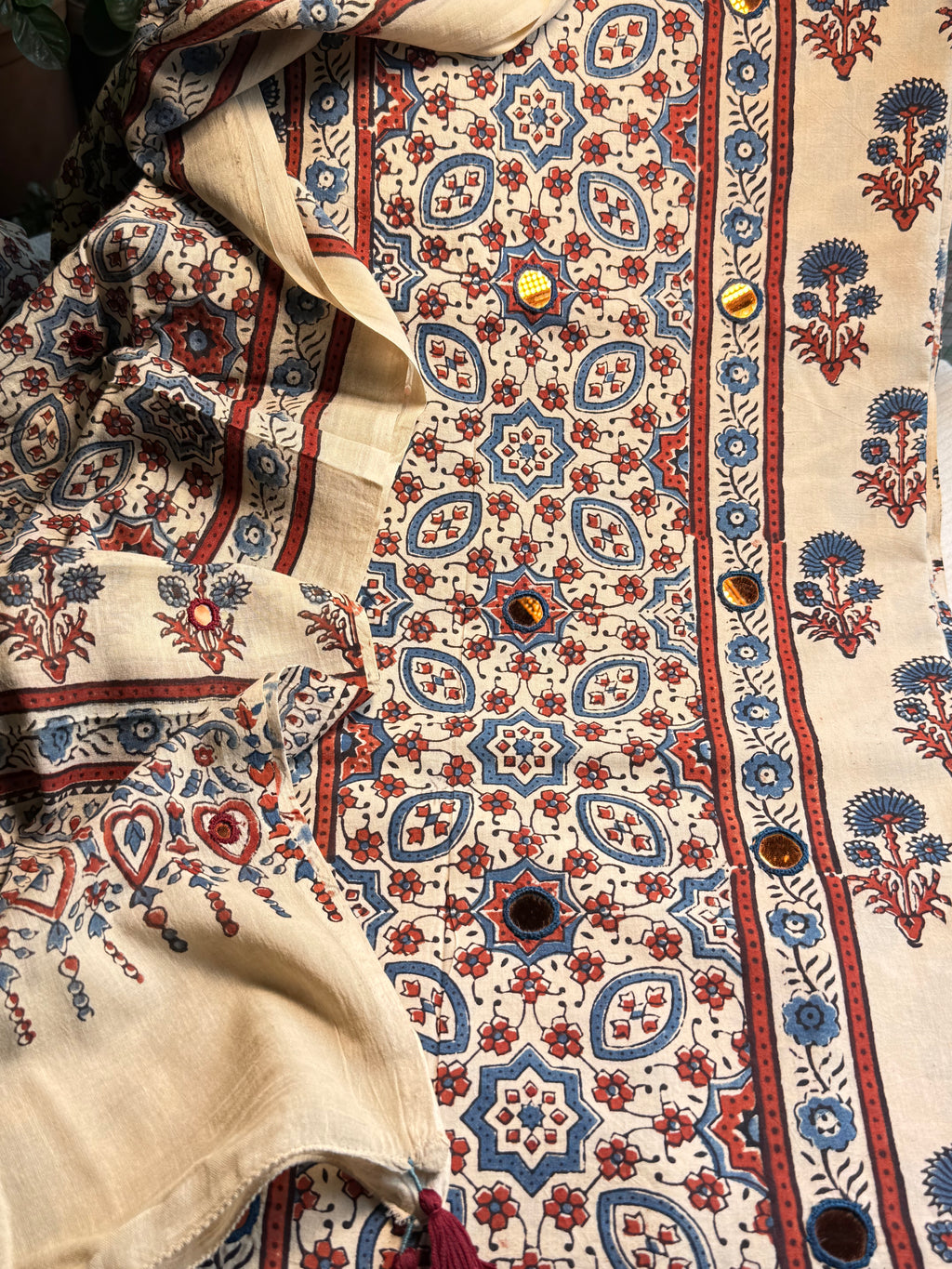 Pure Cotton Mirror Work Ajrakh