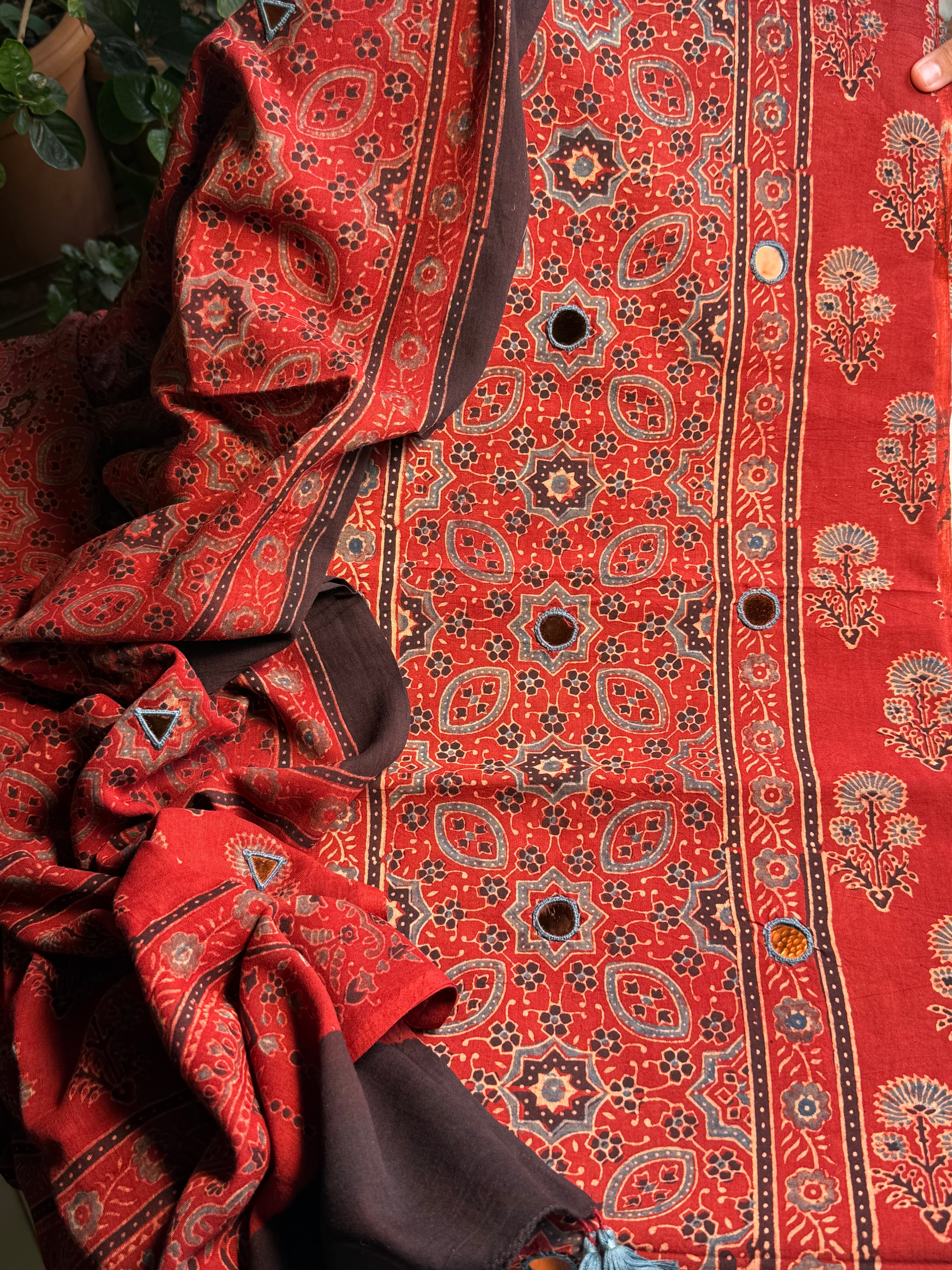 Pure Cotton Mirror Work Ajrakh