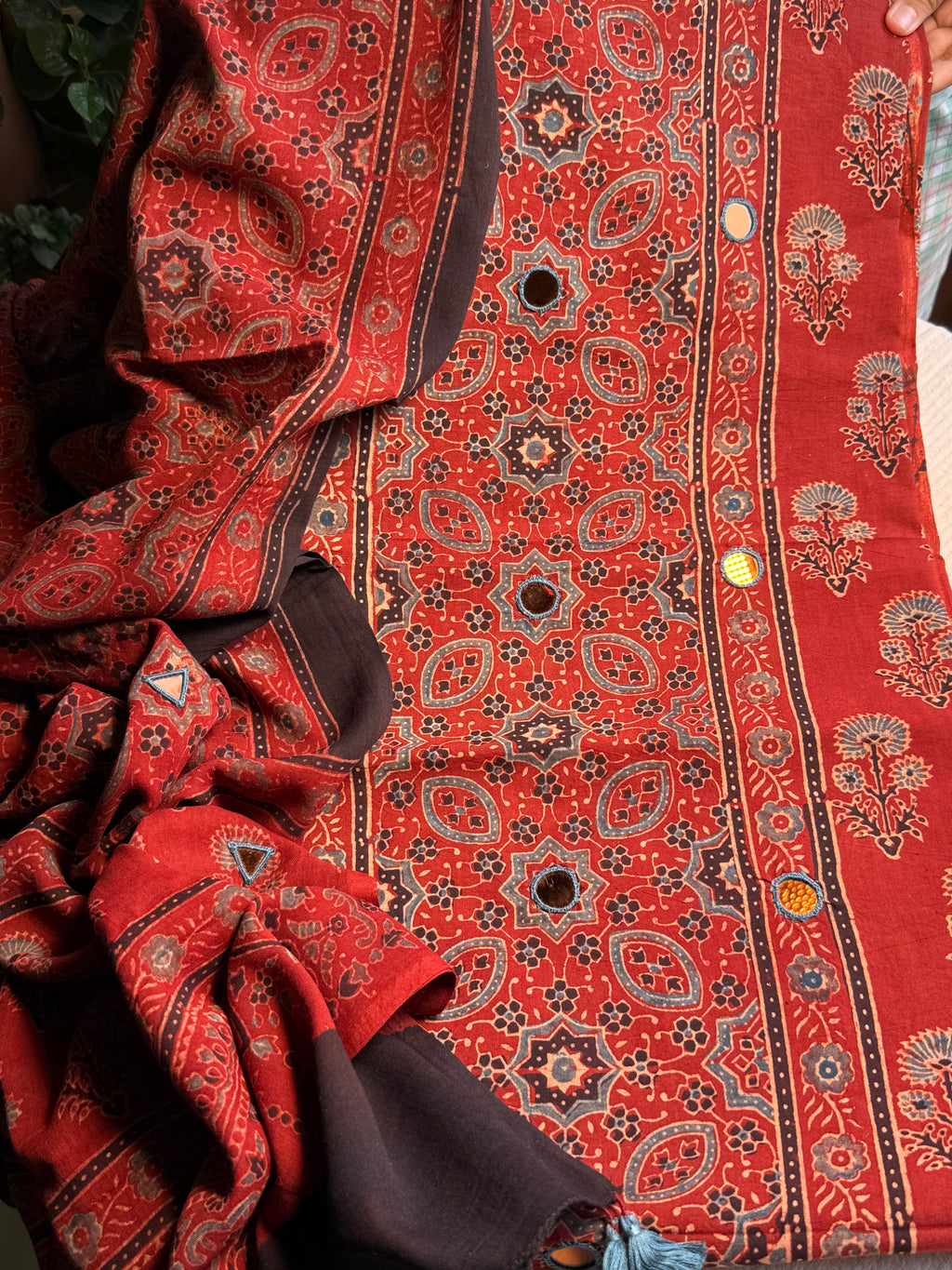 Pure Cotton Mirror Work Ajrakh