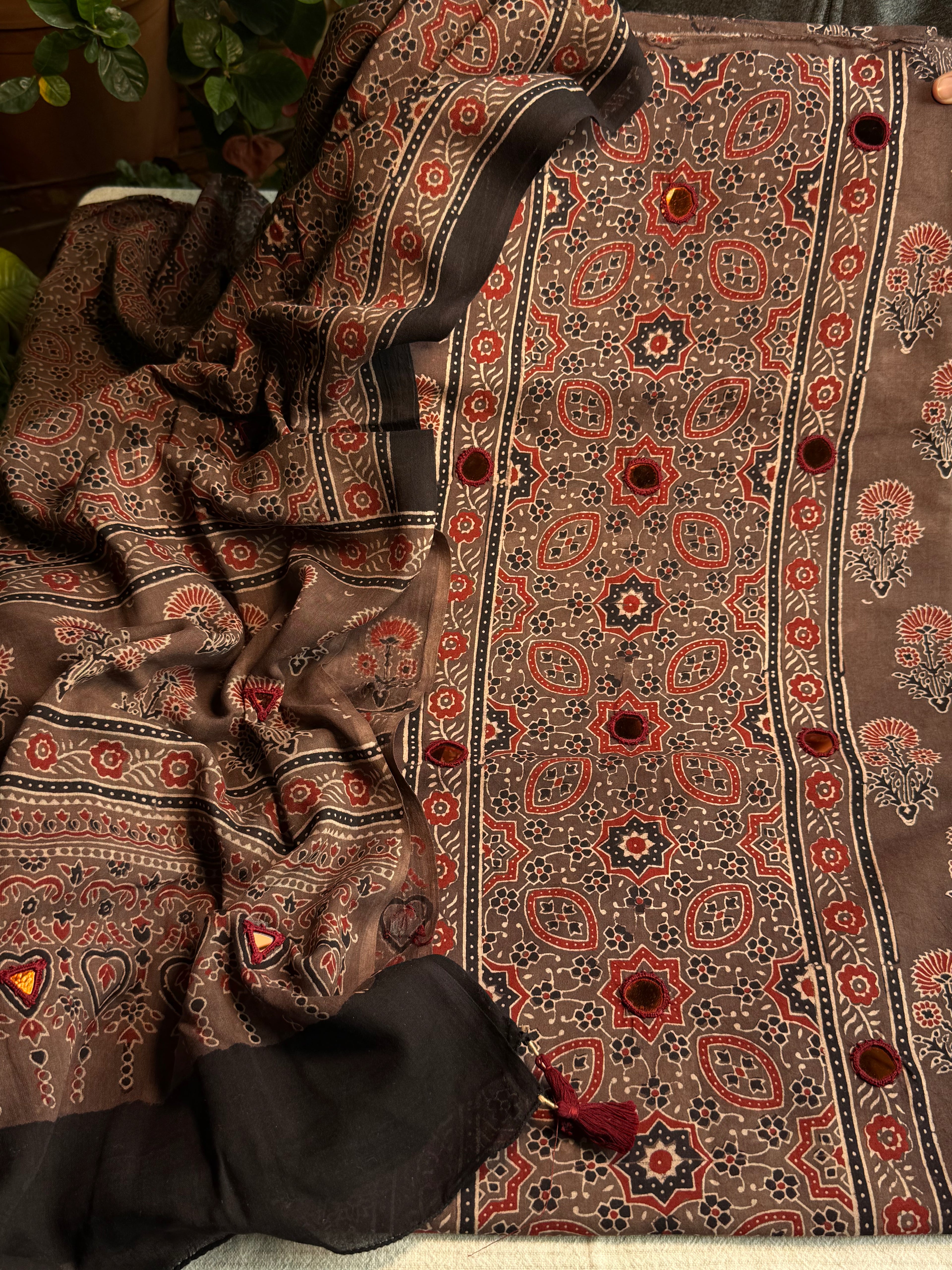 Pure Cotton Mirror Work Ajrakh