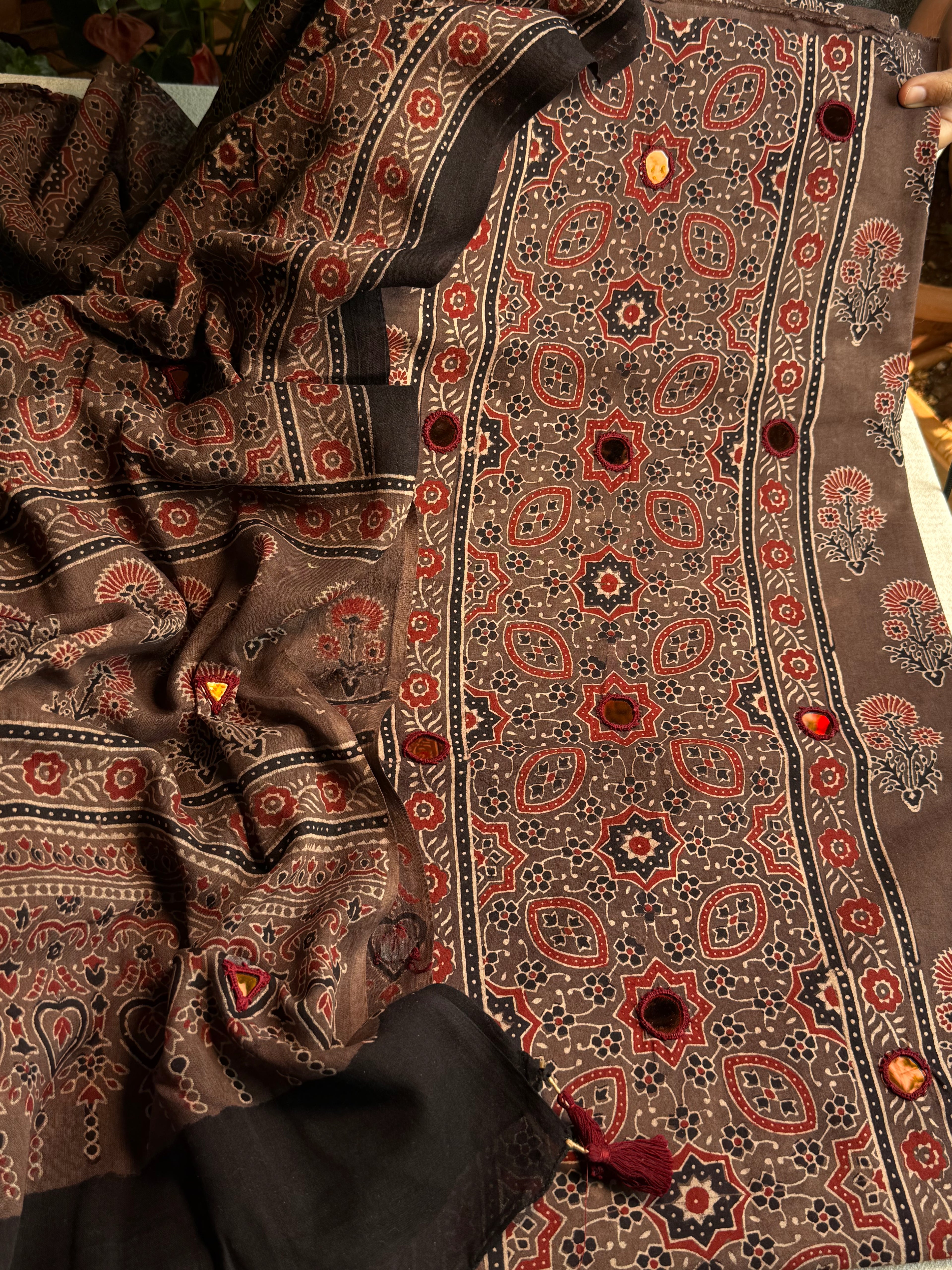 Pure Cotton Mirror Work Ajrakh