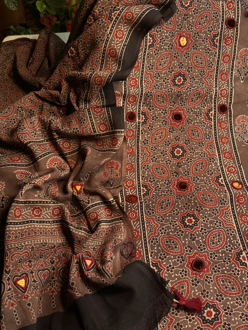 Pure Cotton Mirror Work Ajrakh