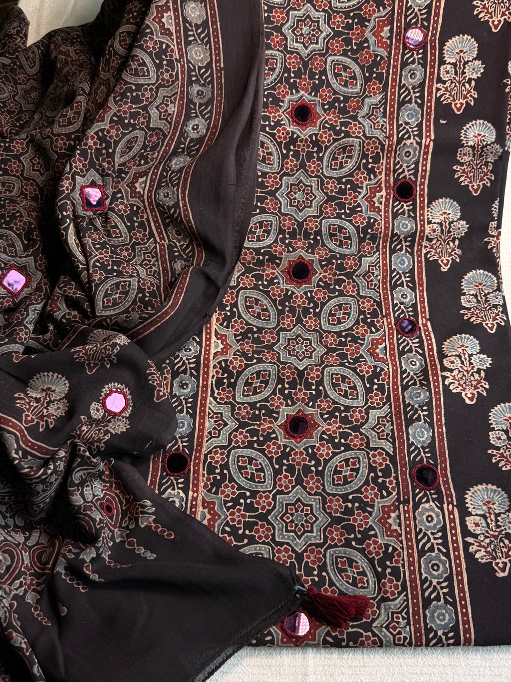 Pure Cotton Mirror Work Ajrakh