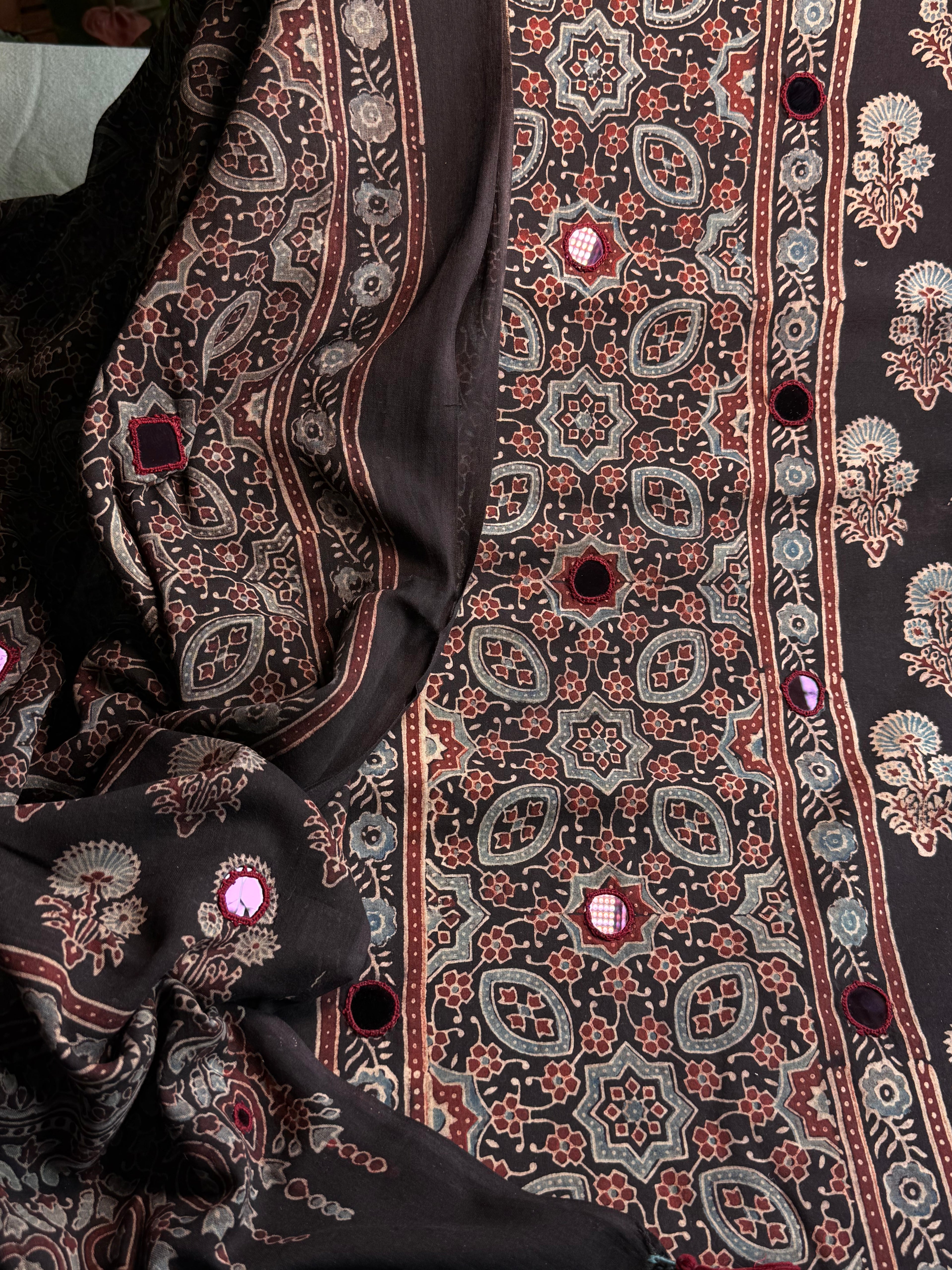 Pure Cotton Mirror Work Ajrakh