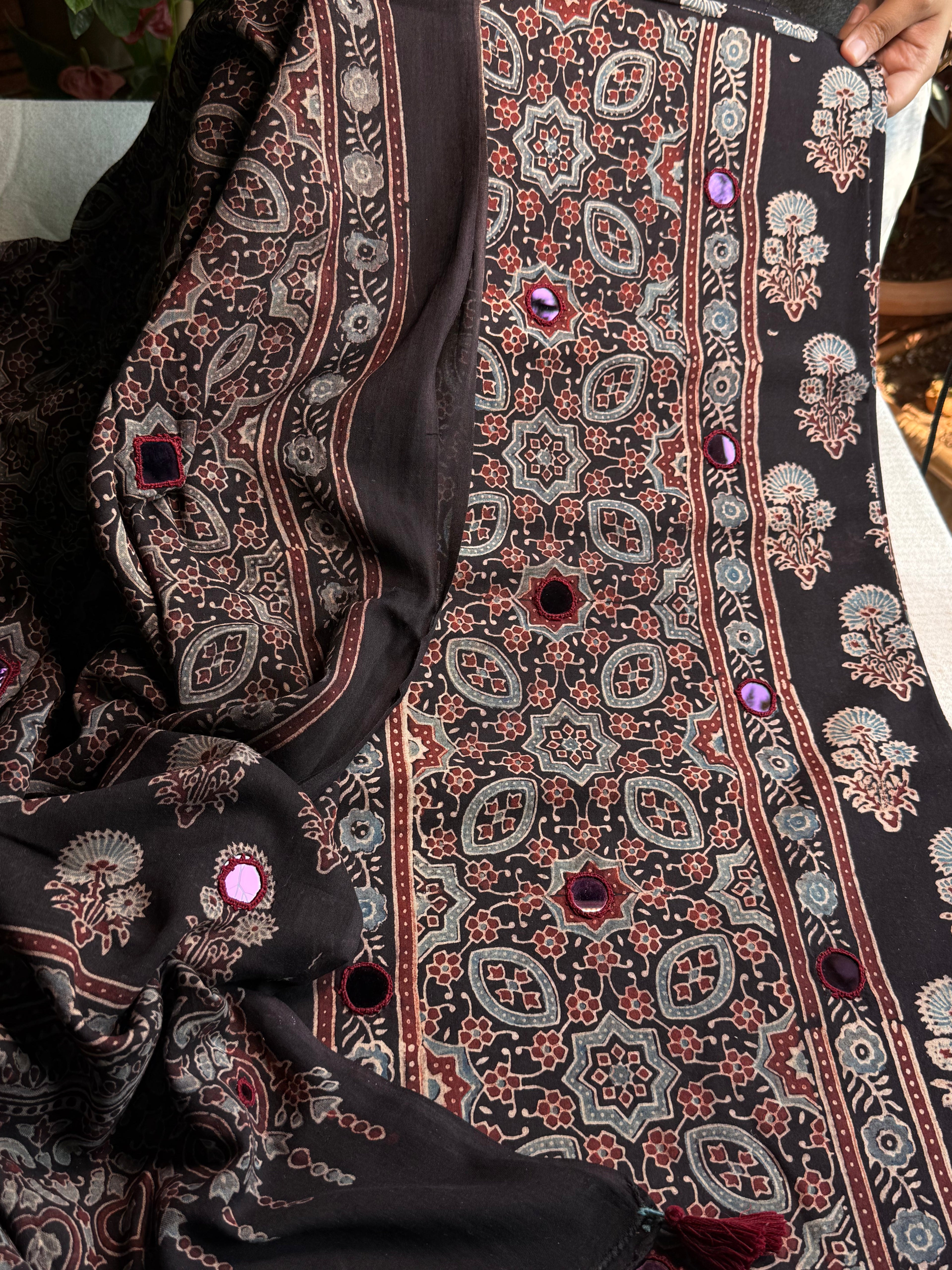 Pure Cotton Mirror Work Ajrakh