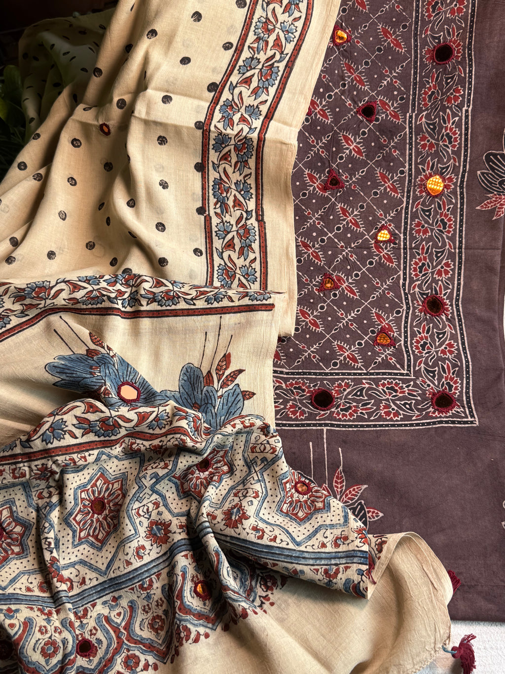 Pure Cotton Mirror work Ajrakh