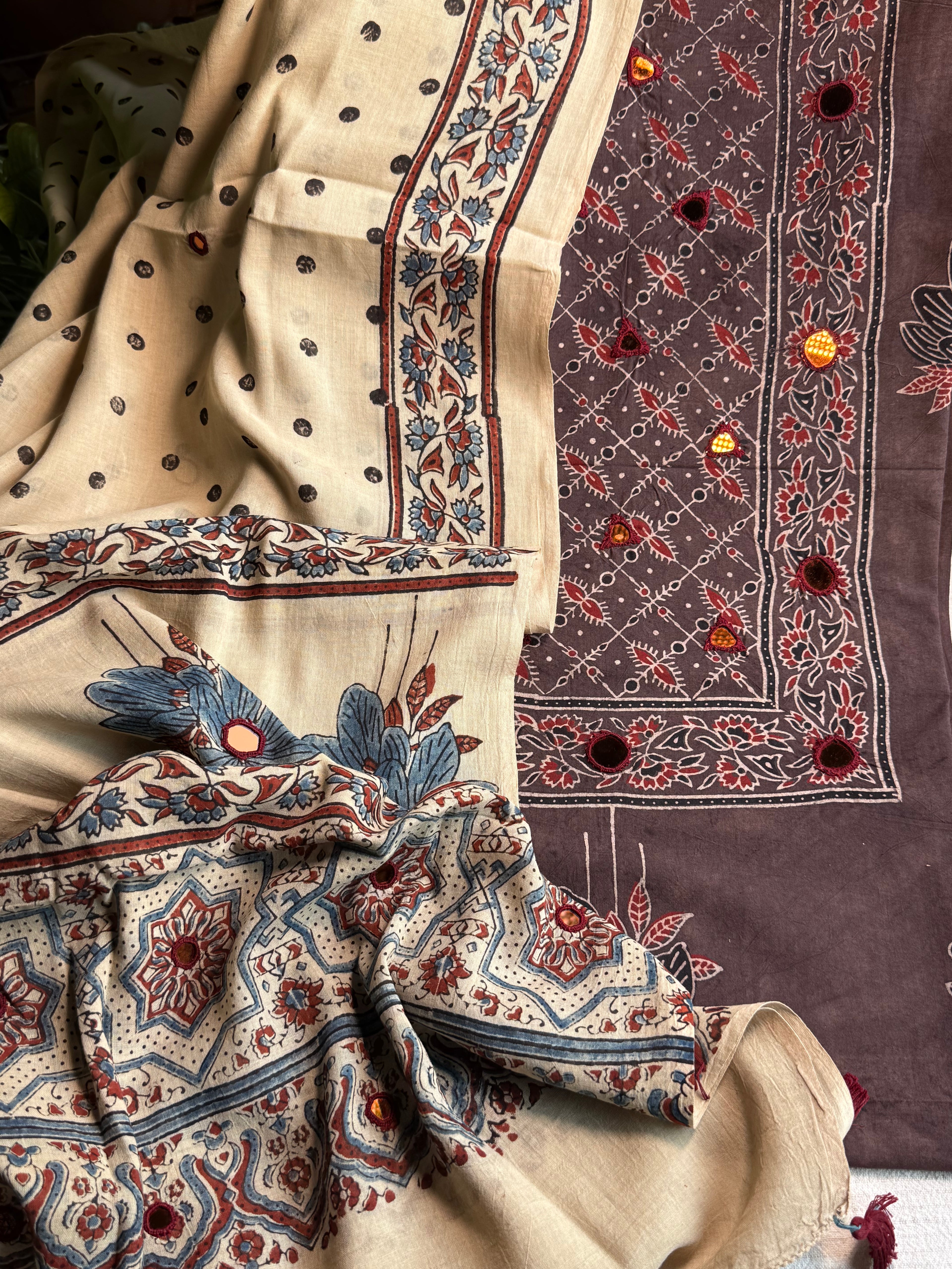 Pure Cotton Mirror work Ajrakh