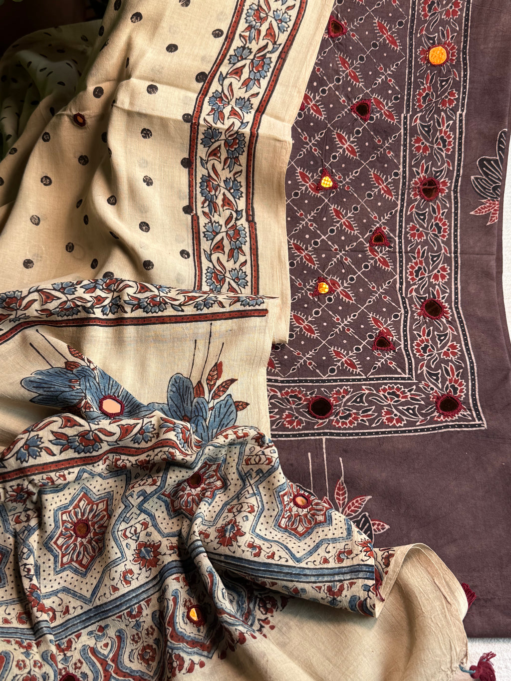 Pure Cotton Mirror work Ajrakh