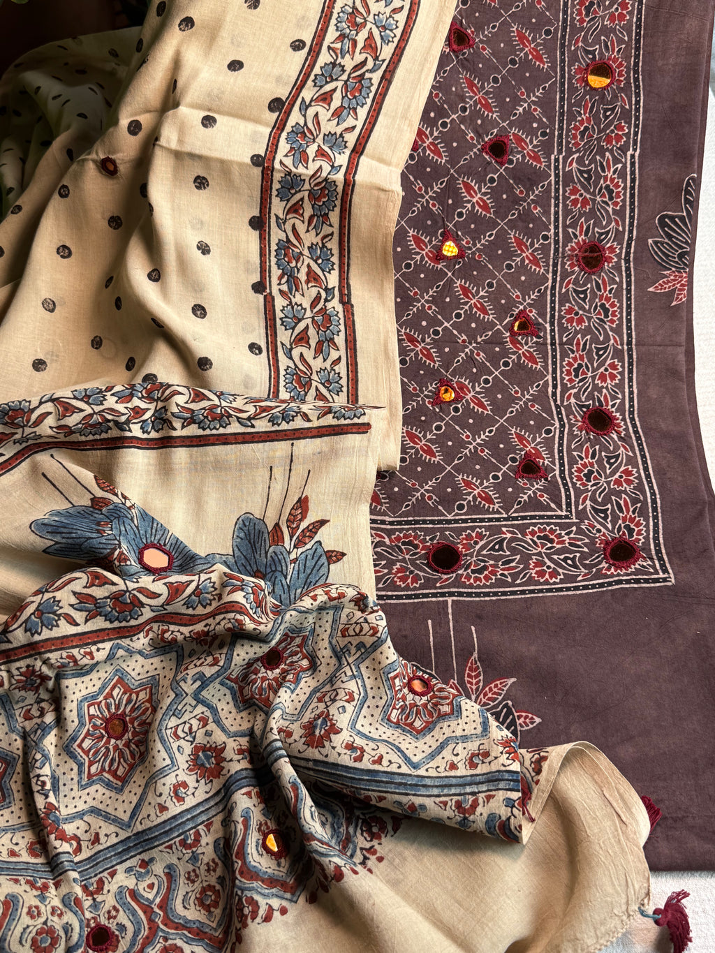 Pure Cotton Mirror work Ajrakh