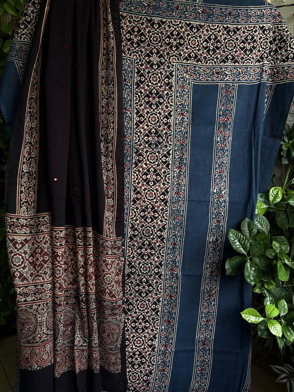 Mirror work Ajrakh- Blue T