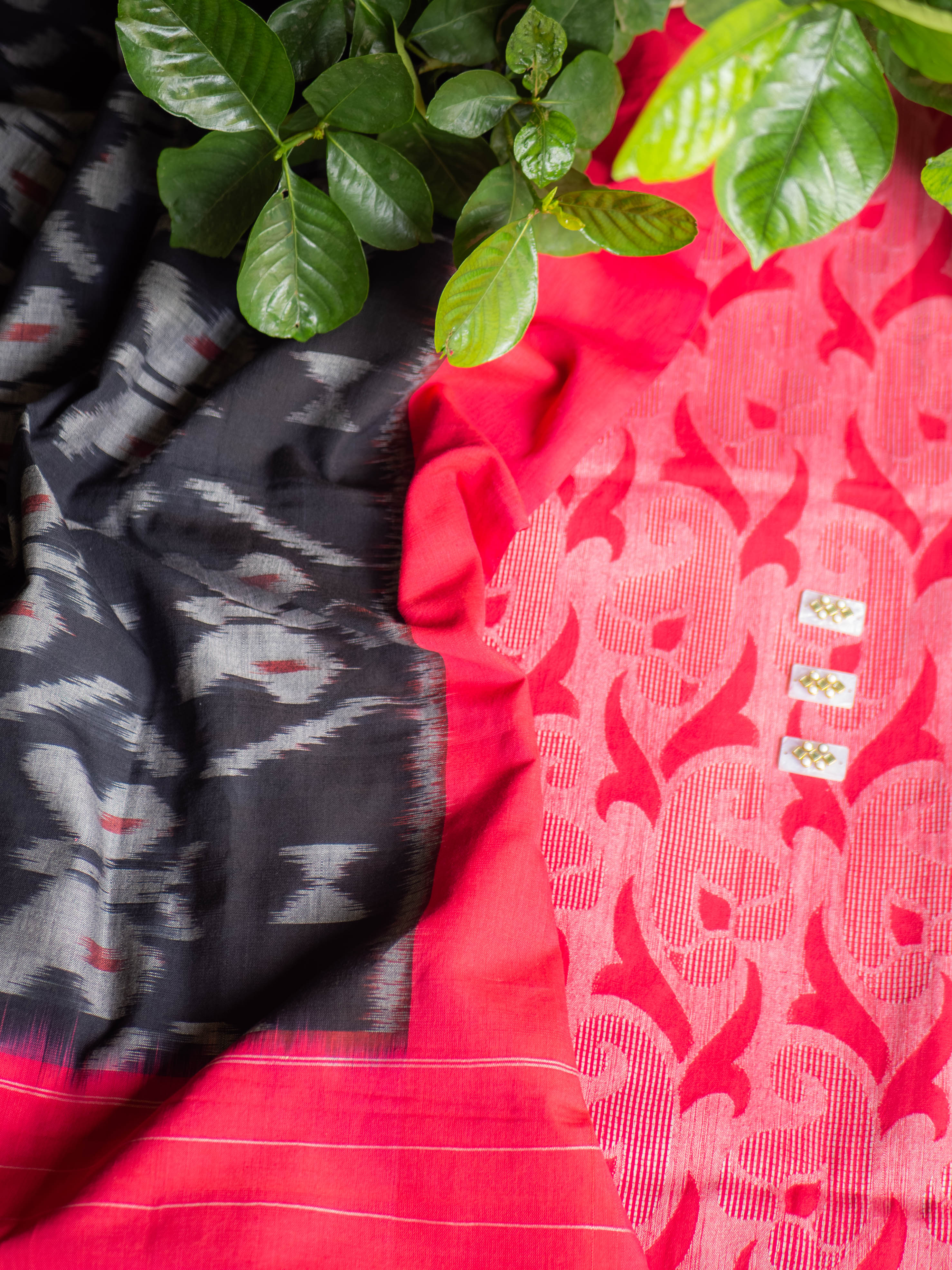 Jacquard cotton pink with ikkat dupatta