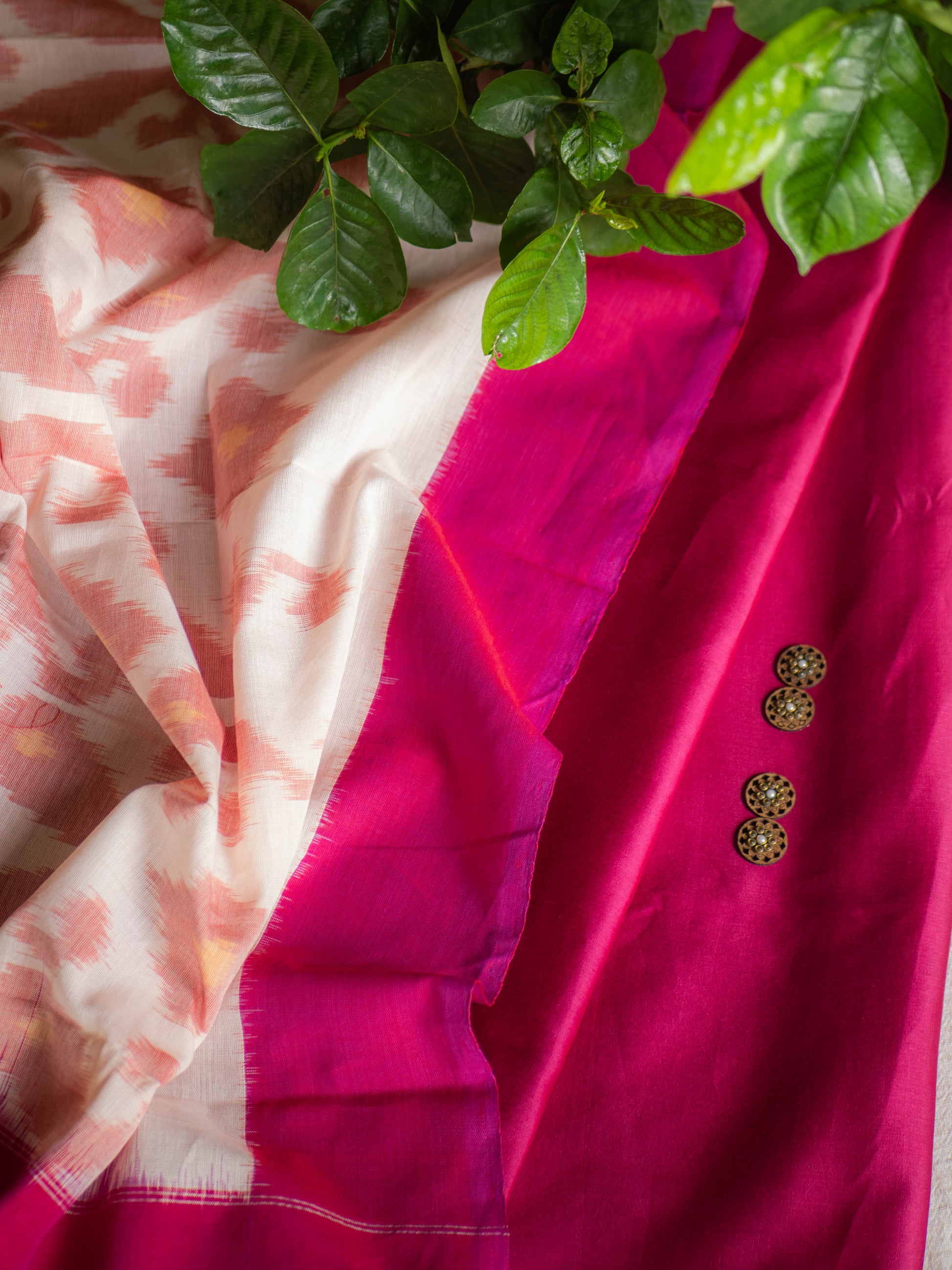 Chanderi -Maroon with ikkat dupatta