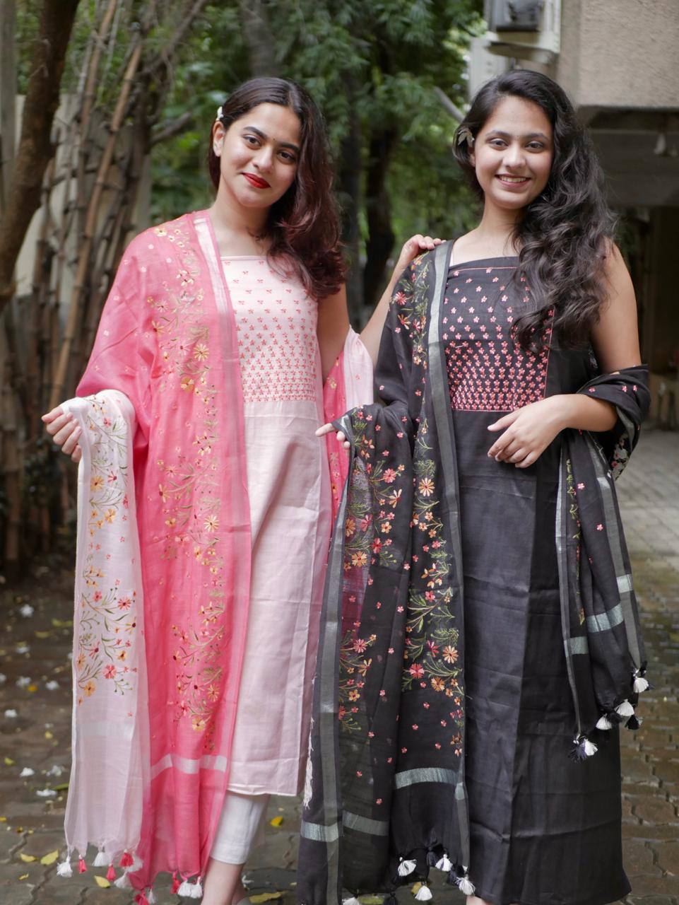 Pure cotton floral work black