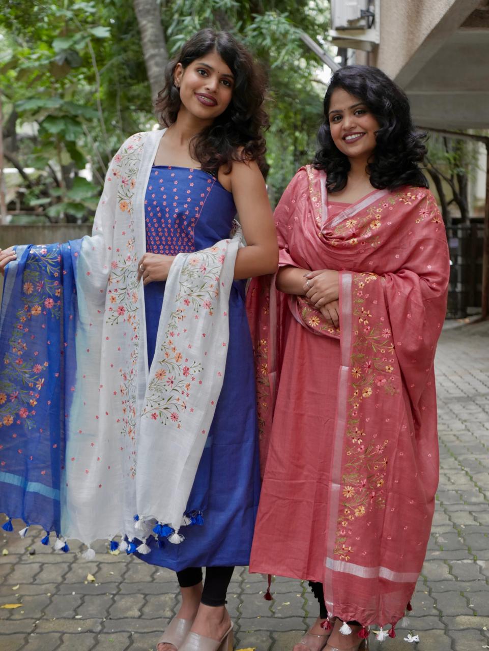 Pure cotton floral work pink