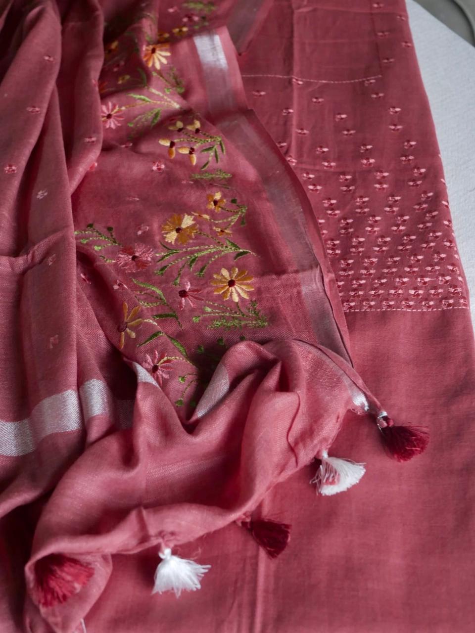 Pure cotton floral work pink