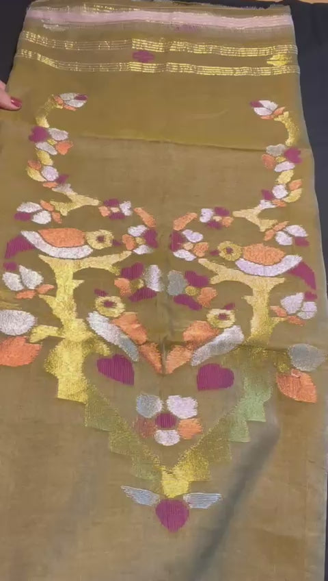 Pure Muslin Silk Jamdani with Tissue border dupatta