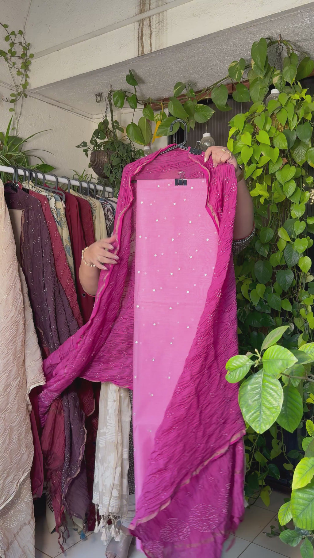 Pure Mul chanderi silk mirror work kurta with pure mul chanderi silk Bandhej dupatta