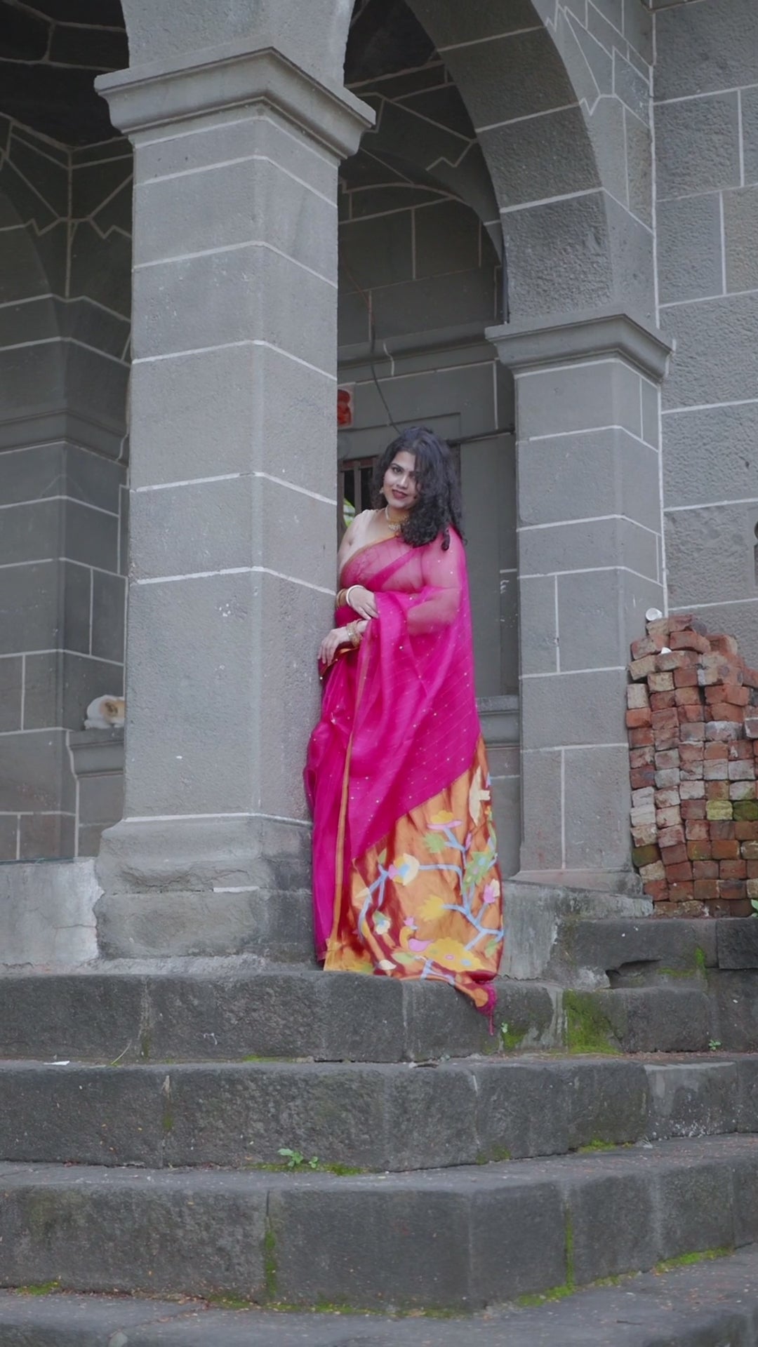 Pure Muslin silk saree pink