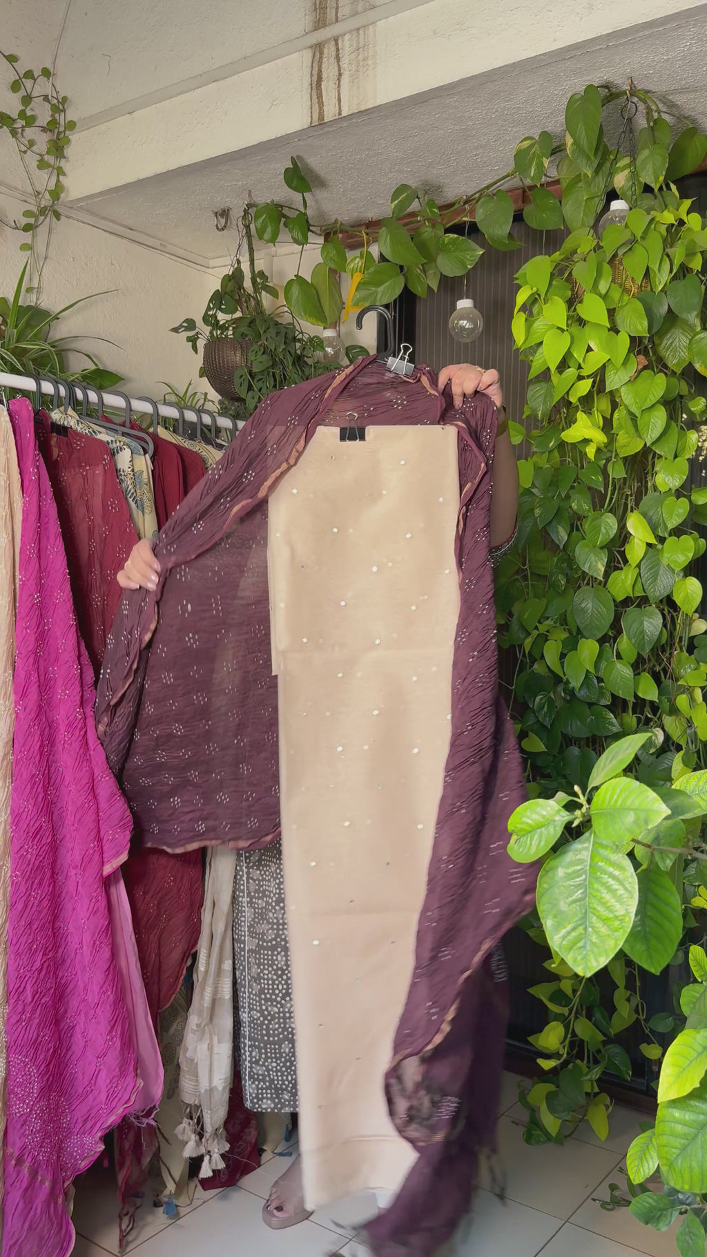 Pure Mul chanderi silk mirror work kurta with pure mul chanderi silk Bandhej dupatta