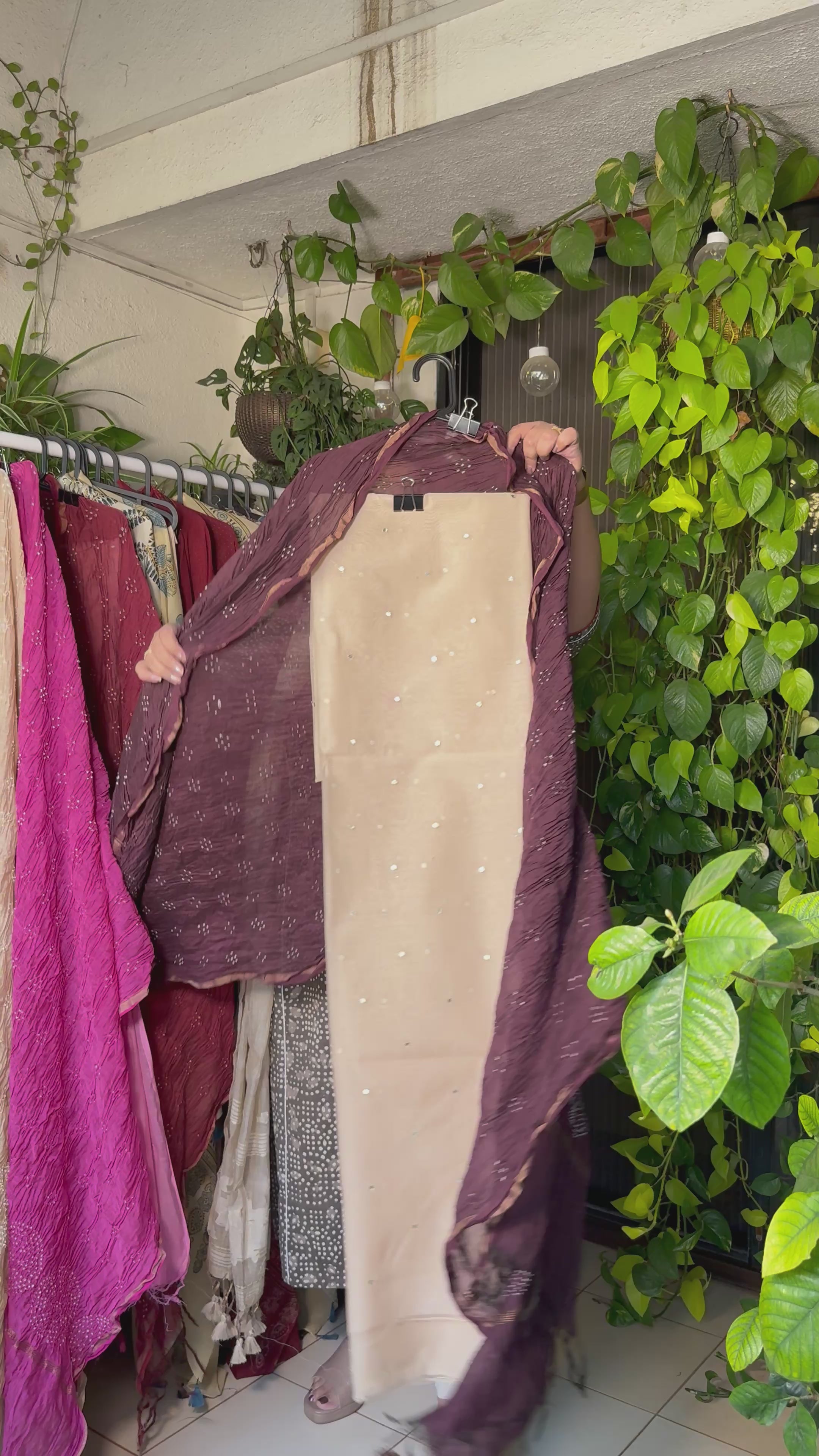 Pure Mul chanderi silk mirror work kurta with pure mul chanderi silk Bandhej dupatta