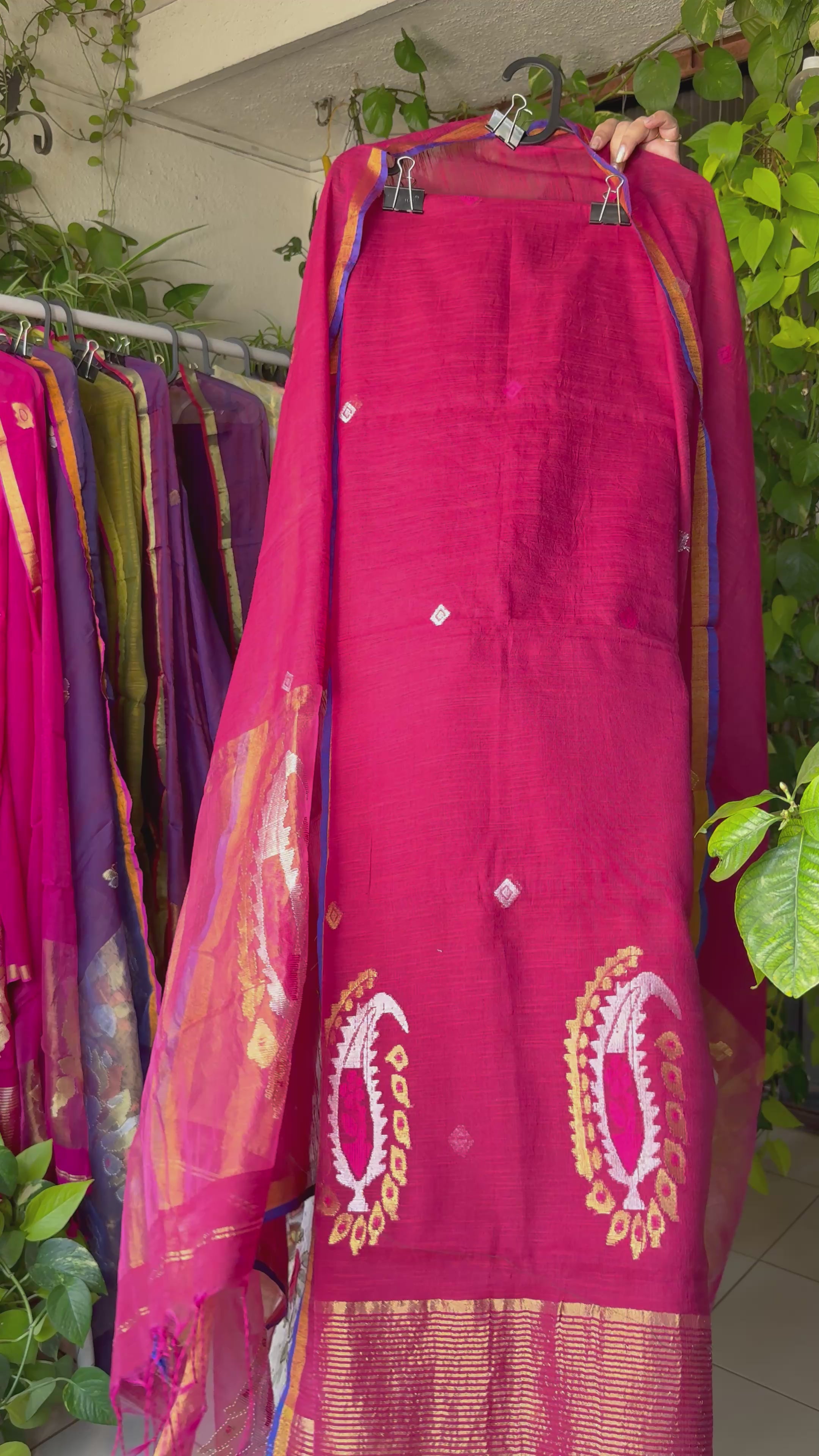 Pure Muslin Silk zari Jamdani with tissue palla dupatta