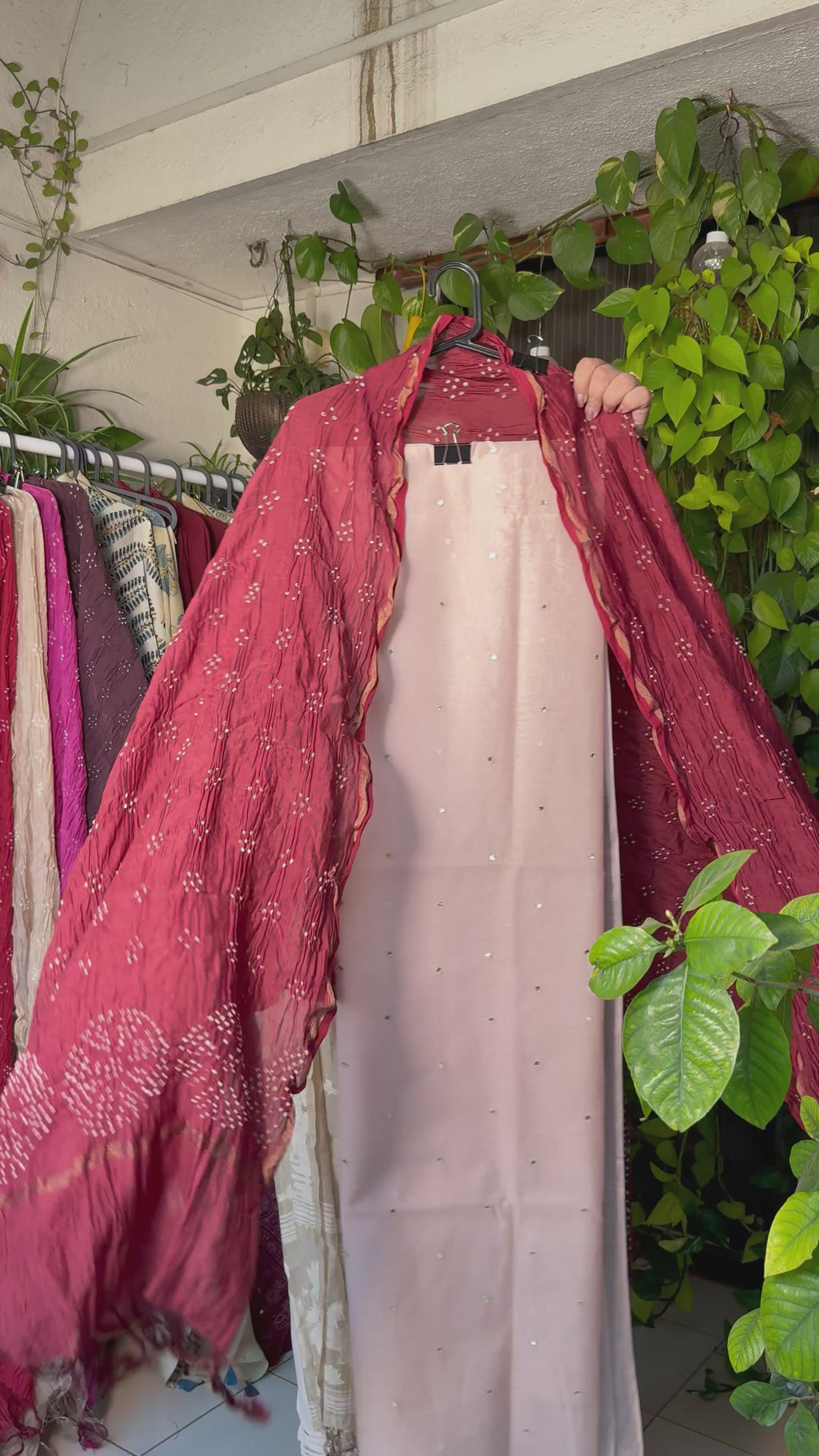 Pure Mul chanderi silk mirror work kurta with pure mul chanderi silk Bandhej dupatta