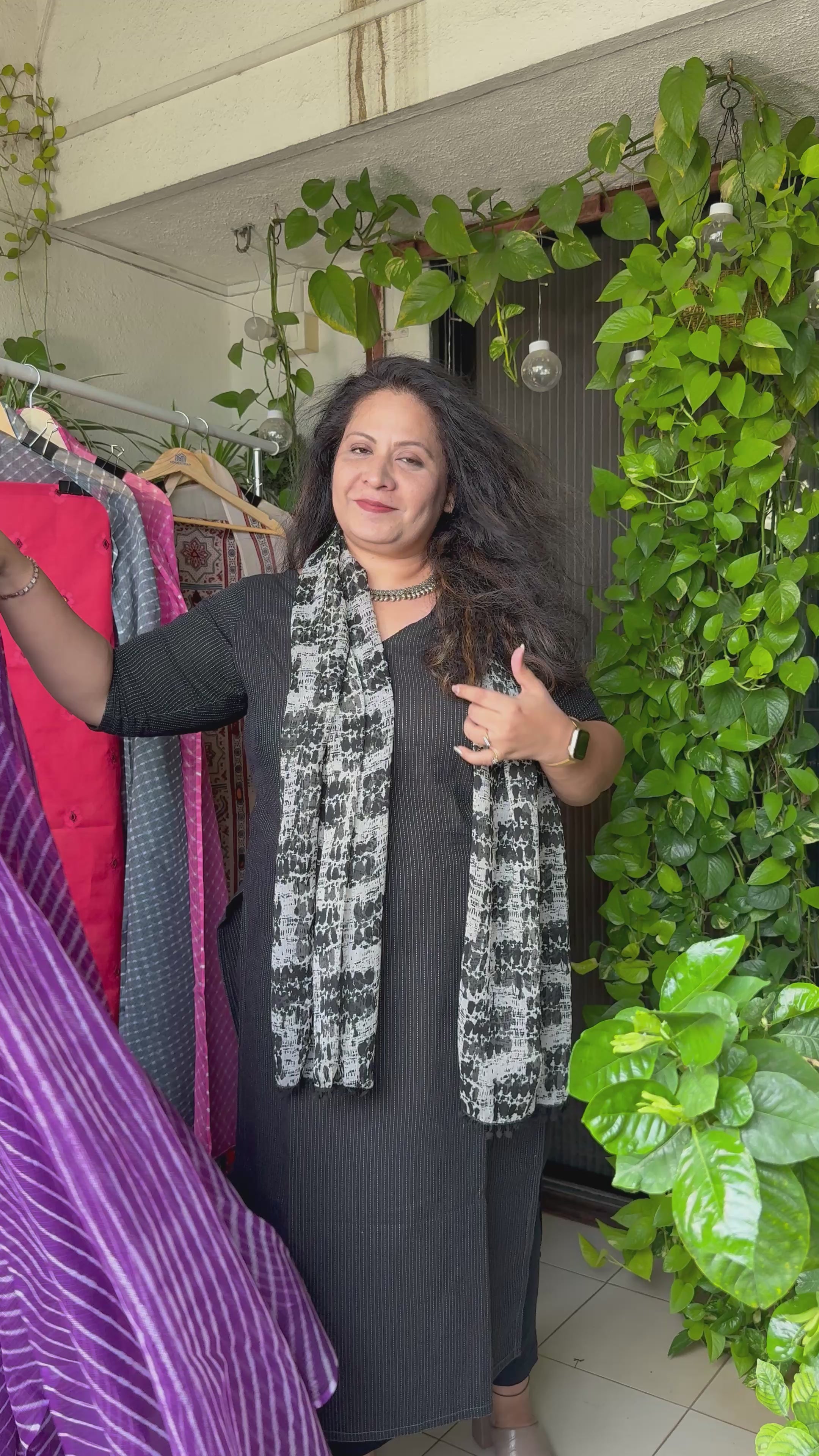 JacquardChanderi mirror work kurta with lehriya dupatta