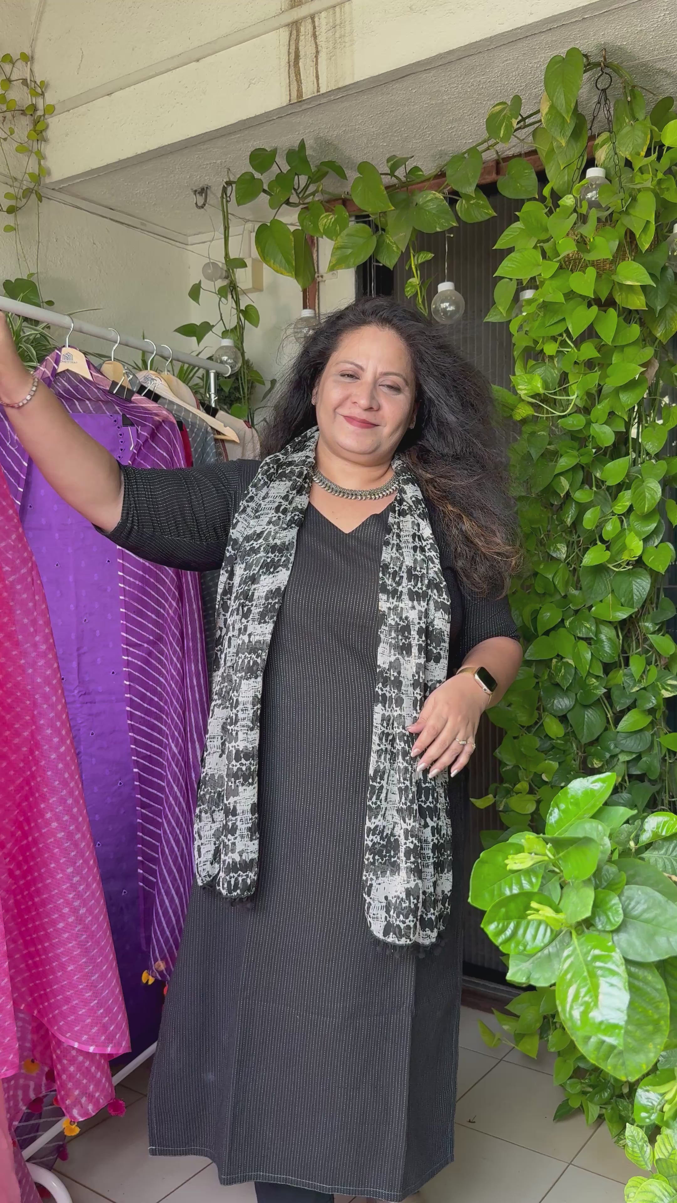 JacquardChanderi mirror work kurta with lehriya dupatta