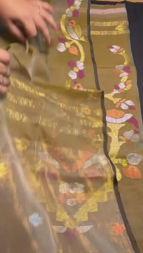 Pure Muslin Silk Jamdani with Tissue border dupatta