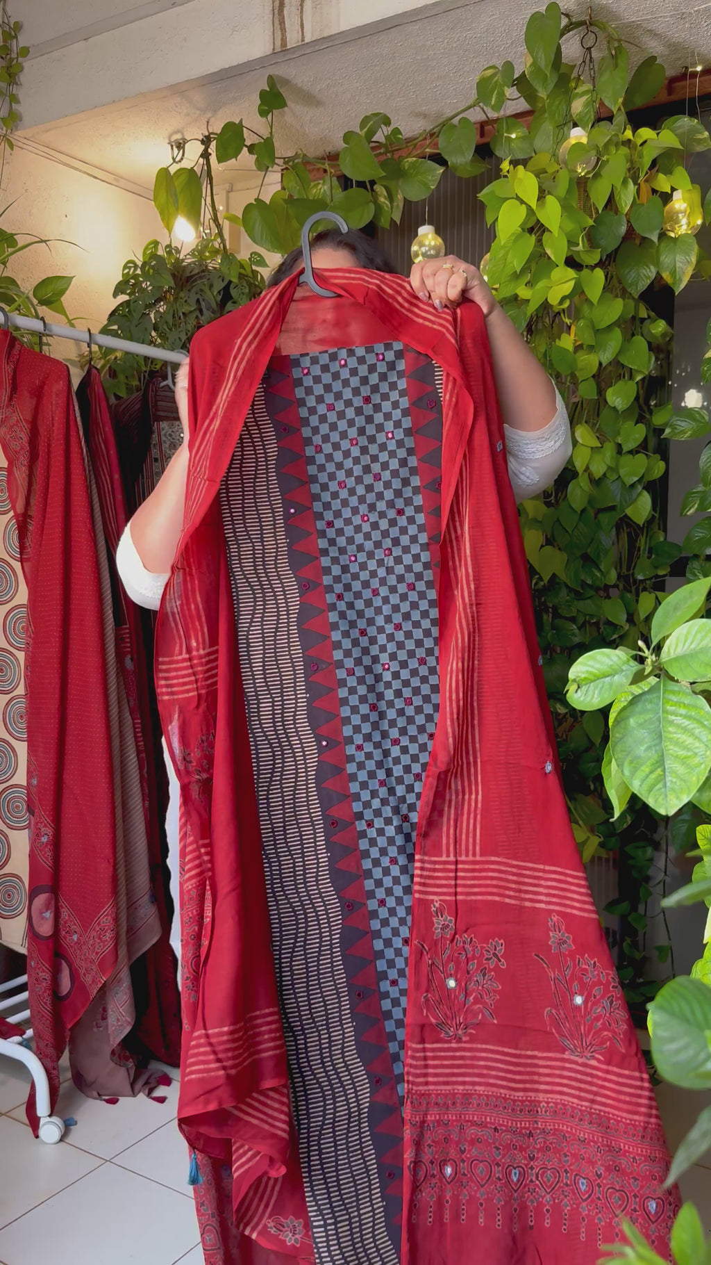 Pure Cotton Mirror Work Ajrakh