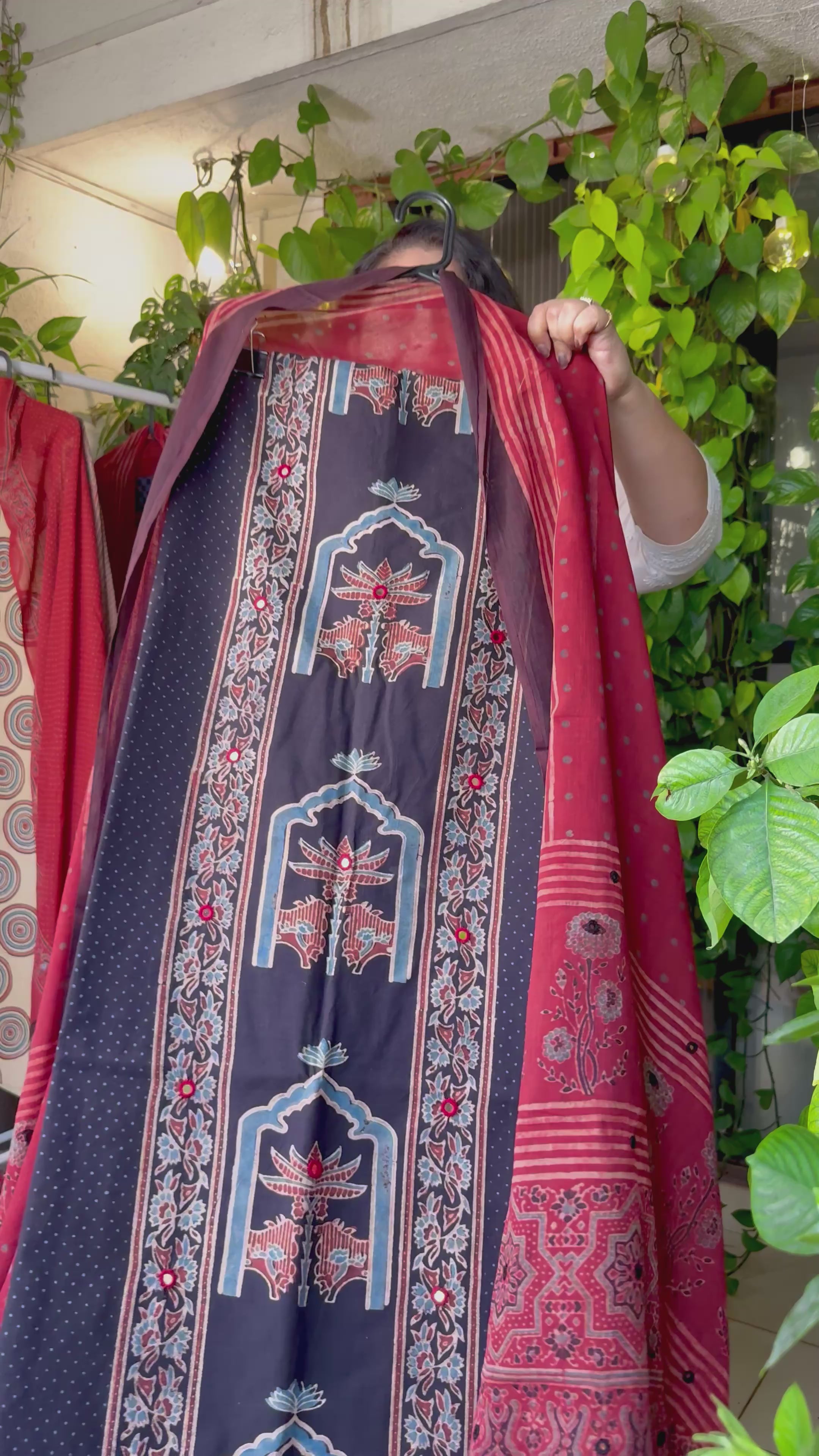 Pure Cotton Mirror Work Ajrakh