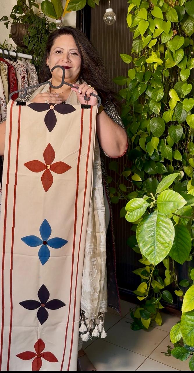 Pure cotton mirror work Ajrakh kurta material